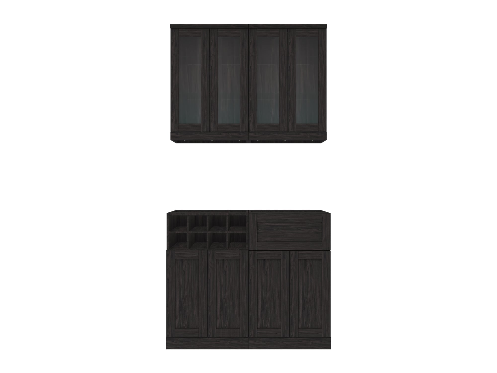 Home Bar 4 Piece Cabinet Set with Short Wall Cabinets - 21 in.