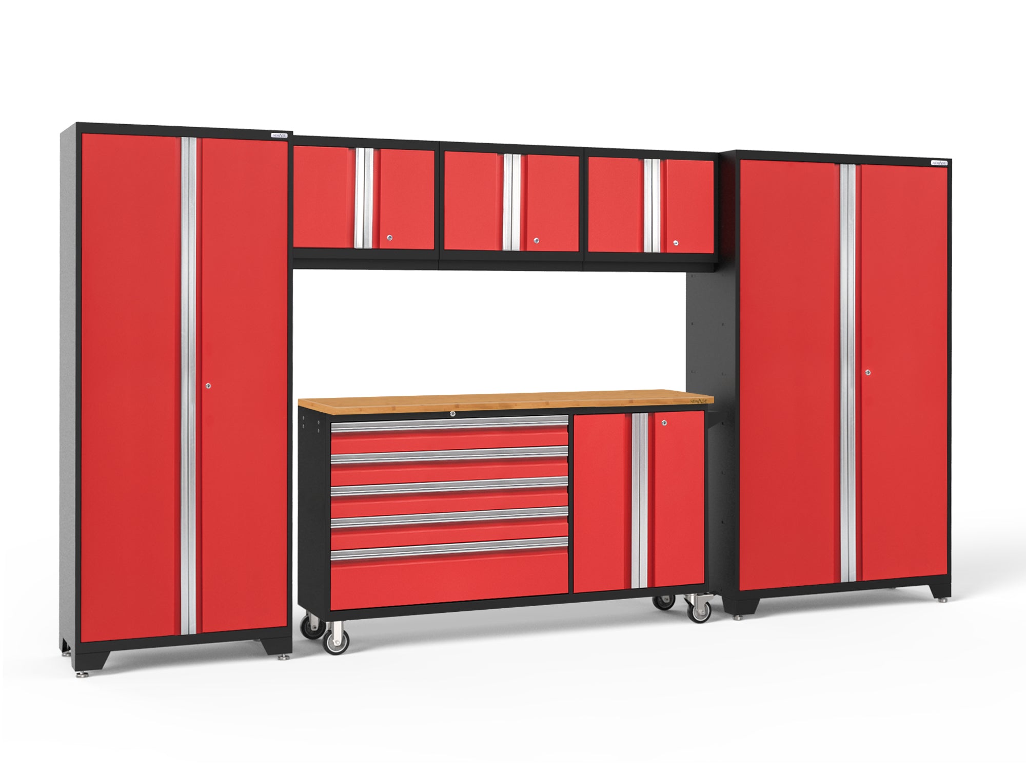 Bold Series 6 Piece Cabinet Set with Project Center, Wall Cabinets and Lockers