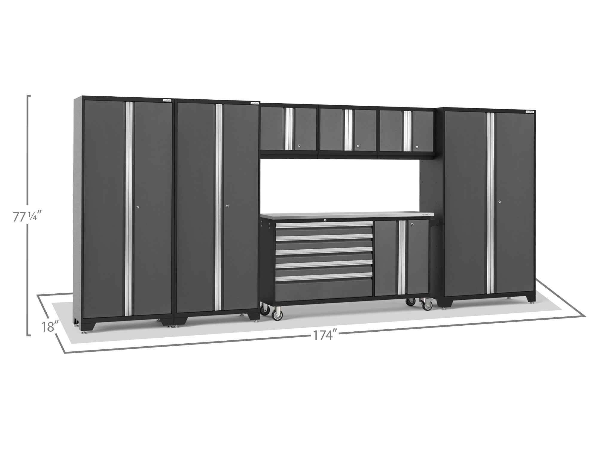 Bold Series 7 Piece Cabinet Set with Project Center, Wall Cabinets and Lockers