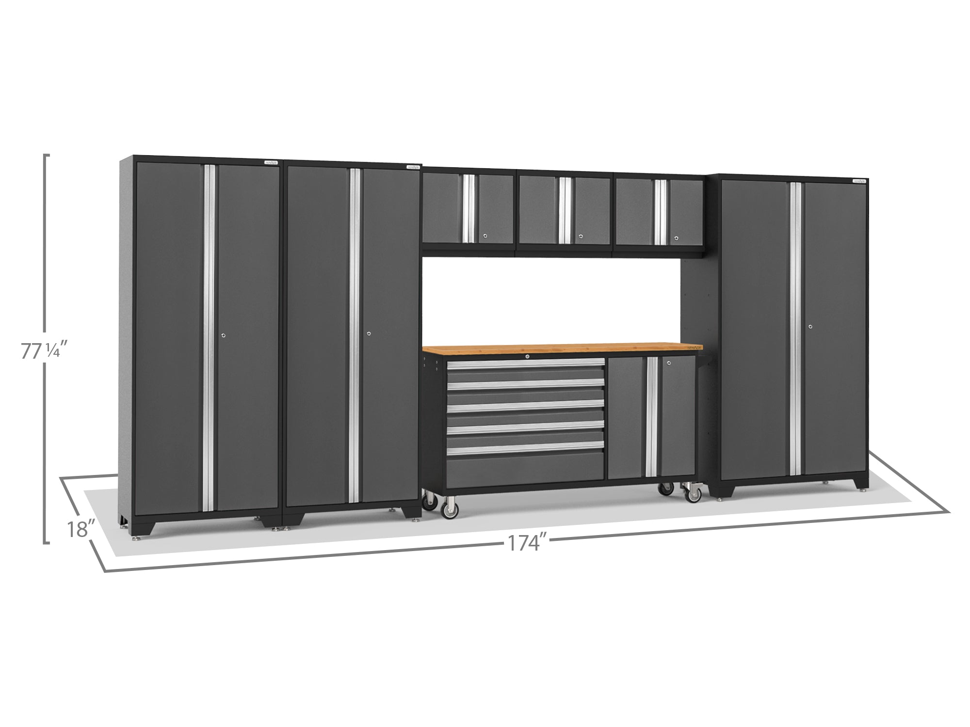 Bold Series 7 Piece Cabinet Set with Project Center, Wall Cabinets and Lockers