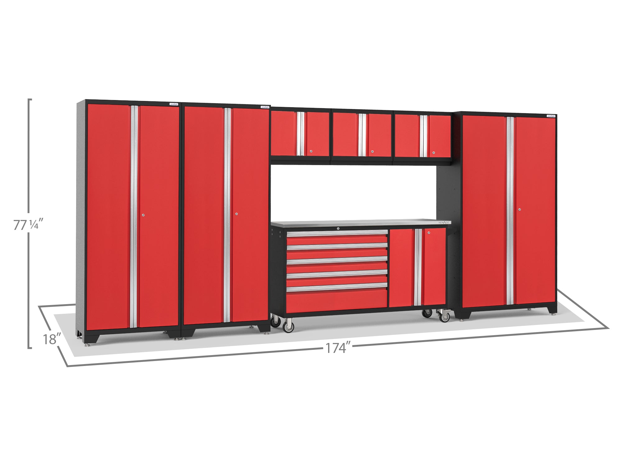 Bold Series 7 Piece Cabinet Set with Project Center, Wall Cabinets and Lockers