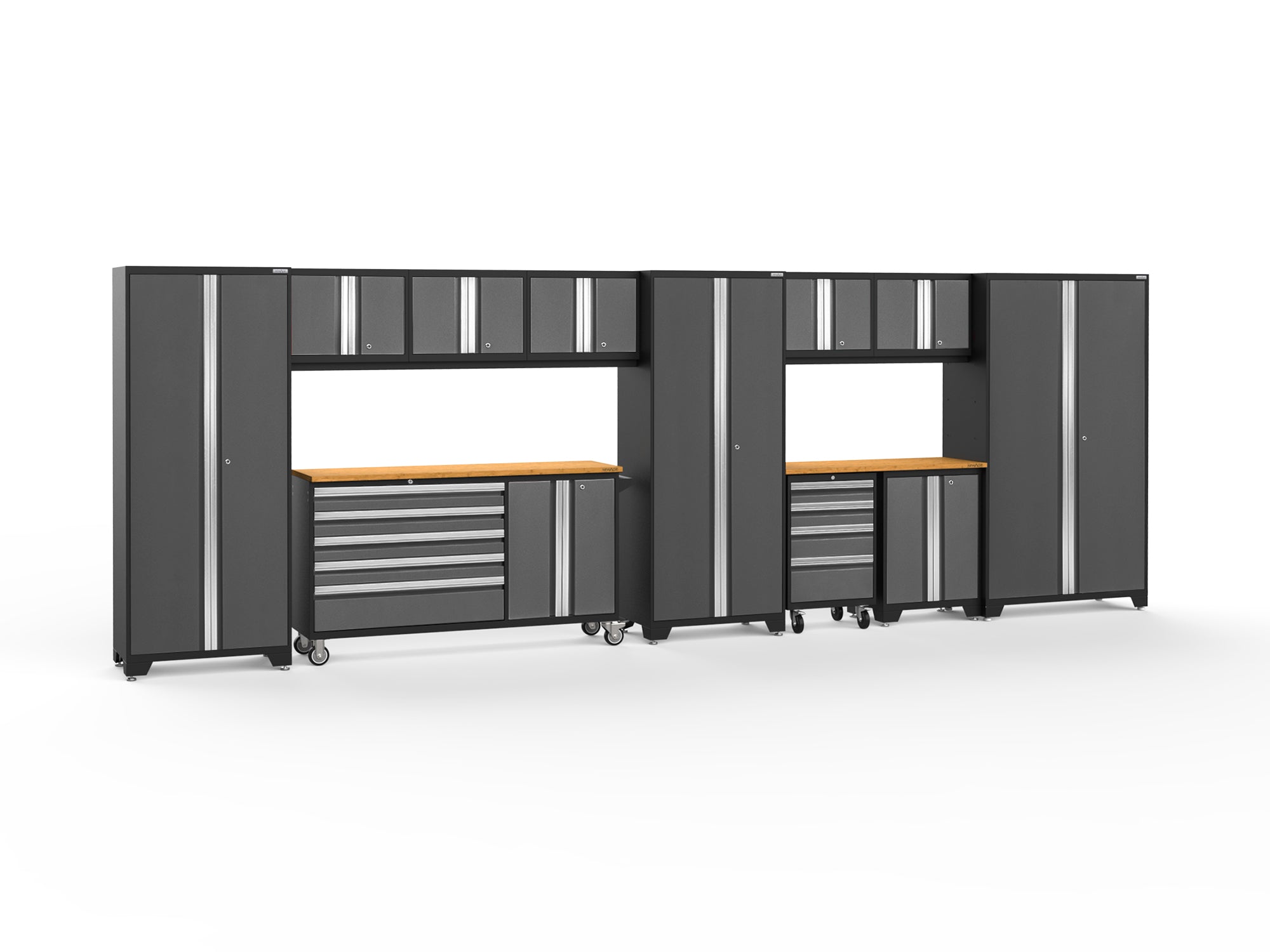 Bold Series 12 Piece Cabinet Set with Project Center, Tool Drawer, Base, Wall Cabinets and Locker