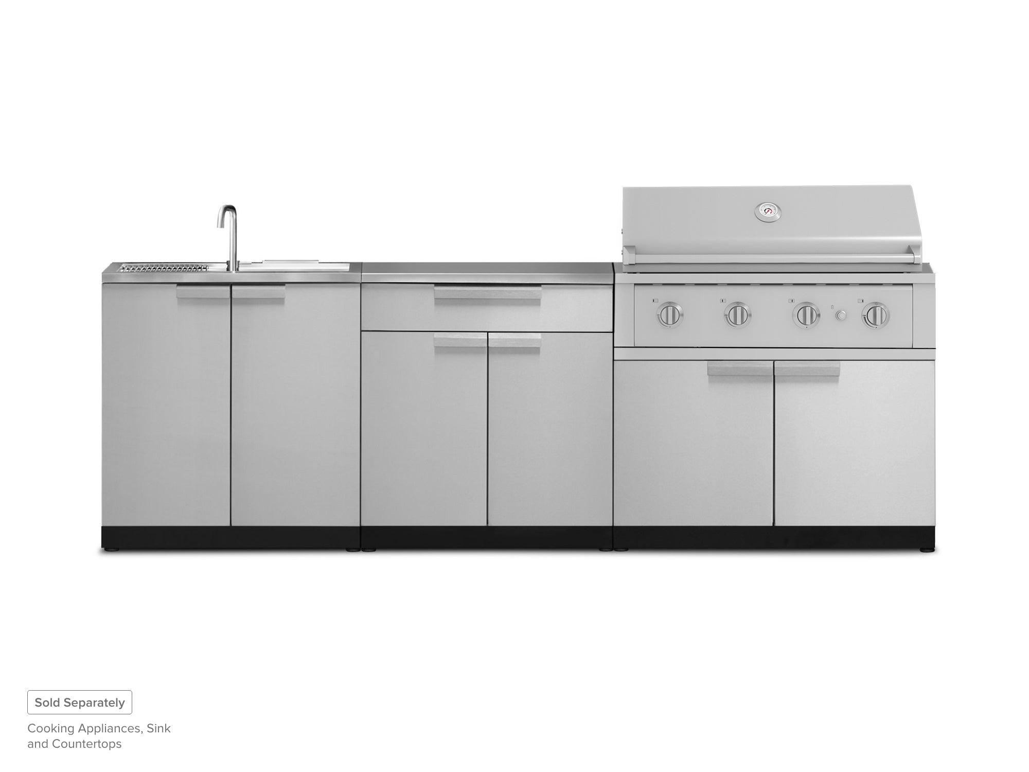 Outdoor Kitchen Stainless Steel 3 Piece Cabinet Set with Sink, 2-Door Drawer and Grill Cabinet