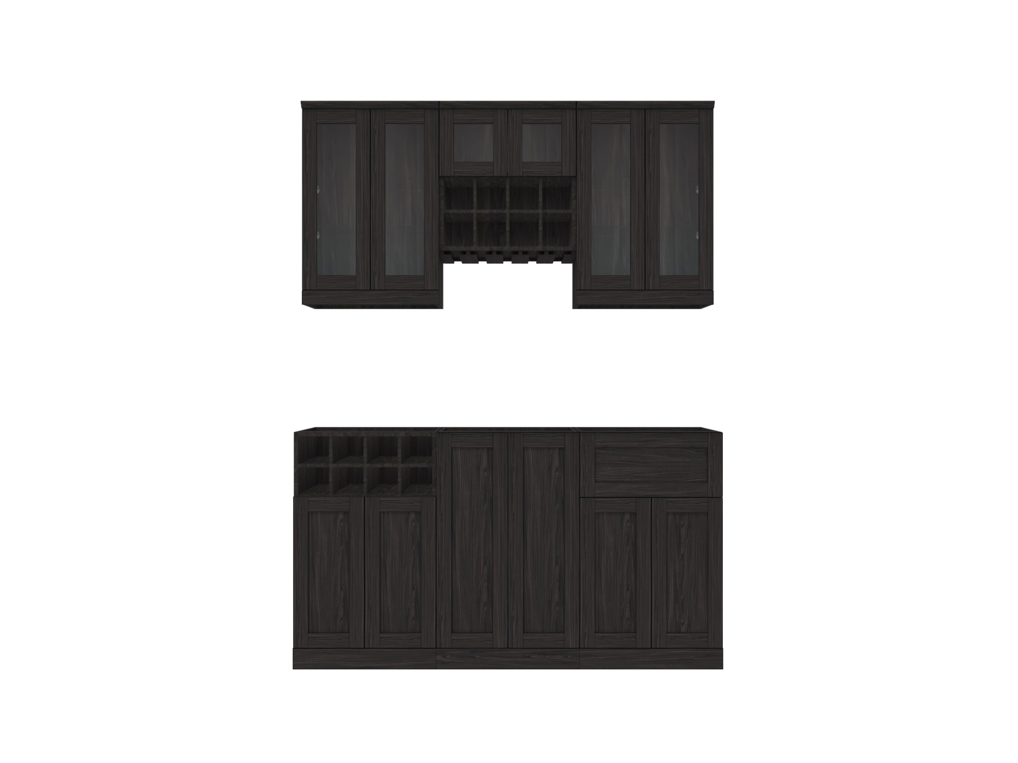 Home Bar 6 Piece Cabinet Set with Wall and Bottle Cabinets - 21 in.
