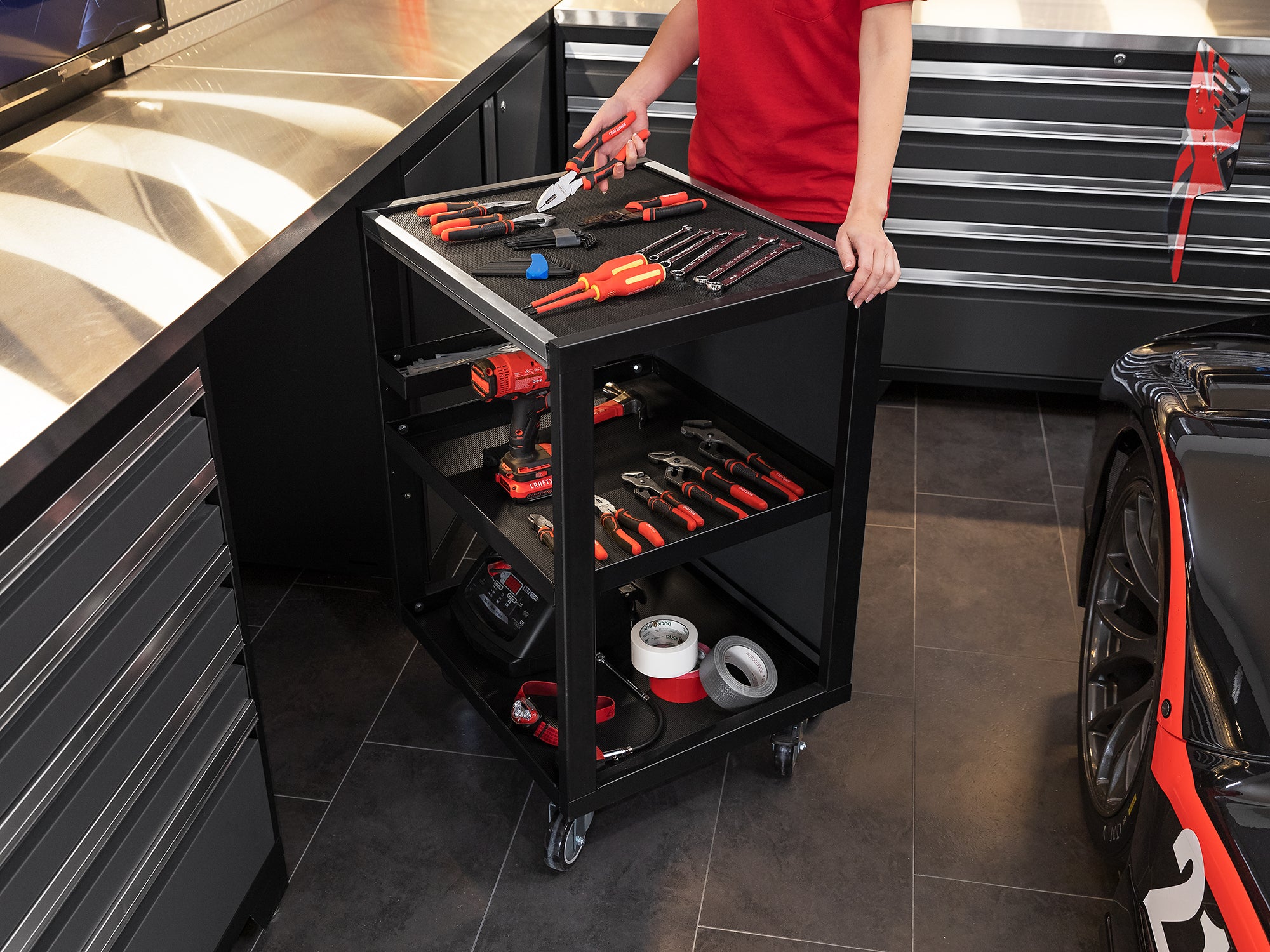 Pro Series 5 Piece Cabinet Set with Sink, Wall Cabinet, Tool Drawer, and Worktop