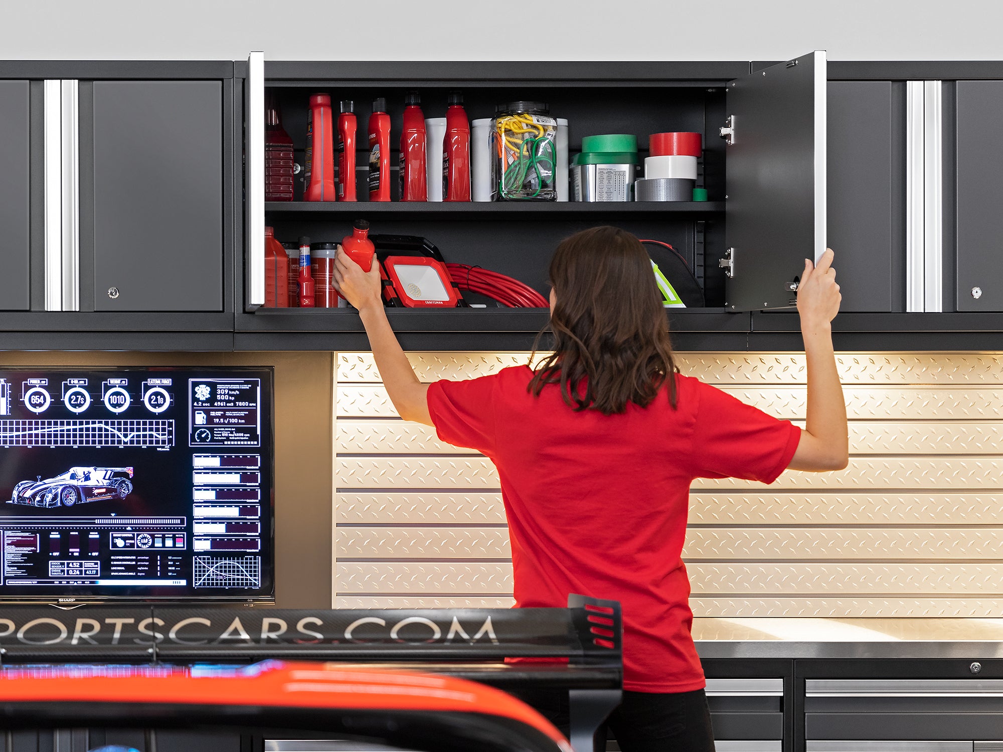 Pro Series 5 Piece Cabinet Set with Sink, Wall Cabinet, Tool Drawer, and Worktop