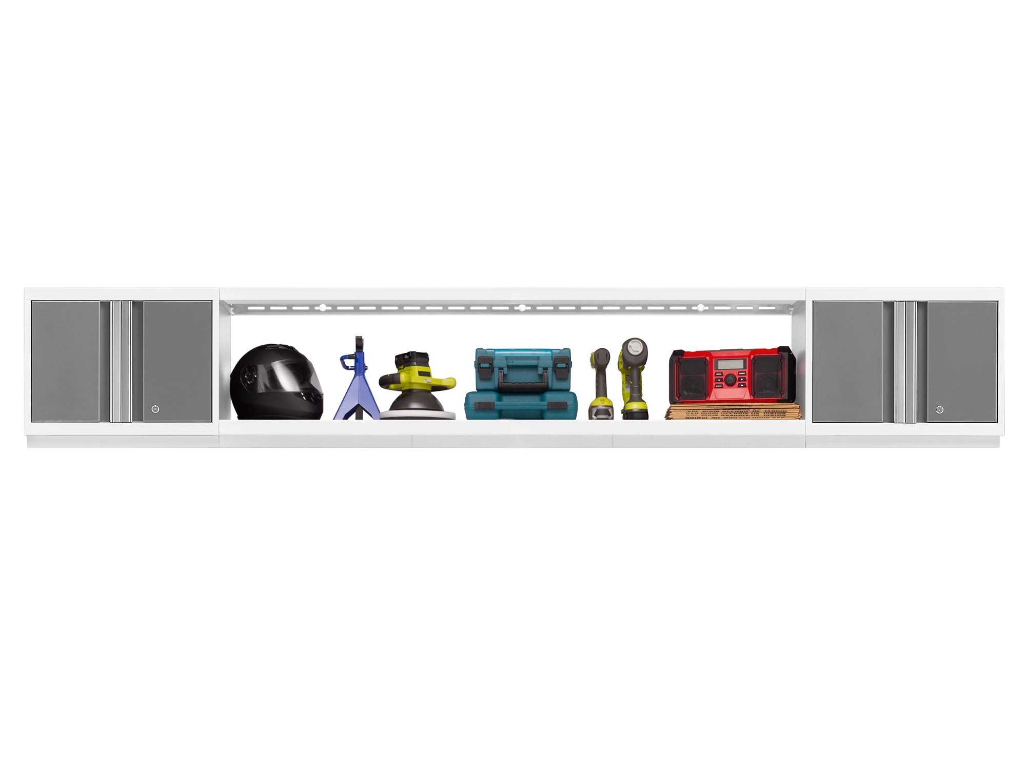 Bold Series 3 Piece Cabinet Set with Wall Cabinets and 72 in. Display Shelf
