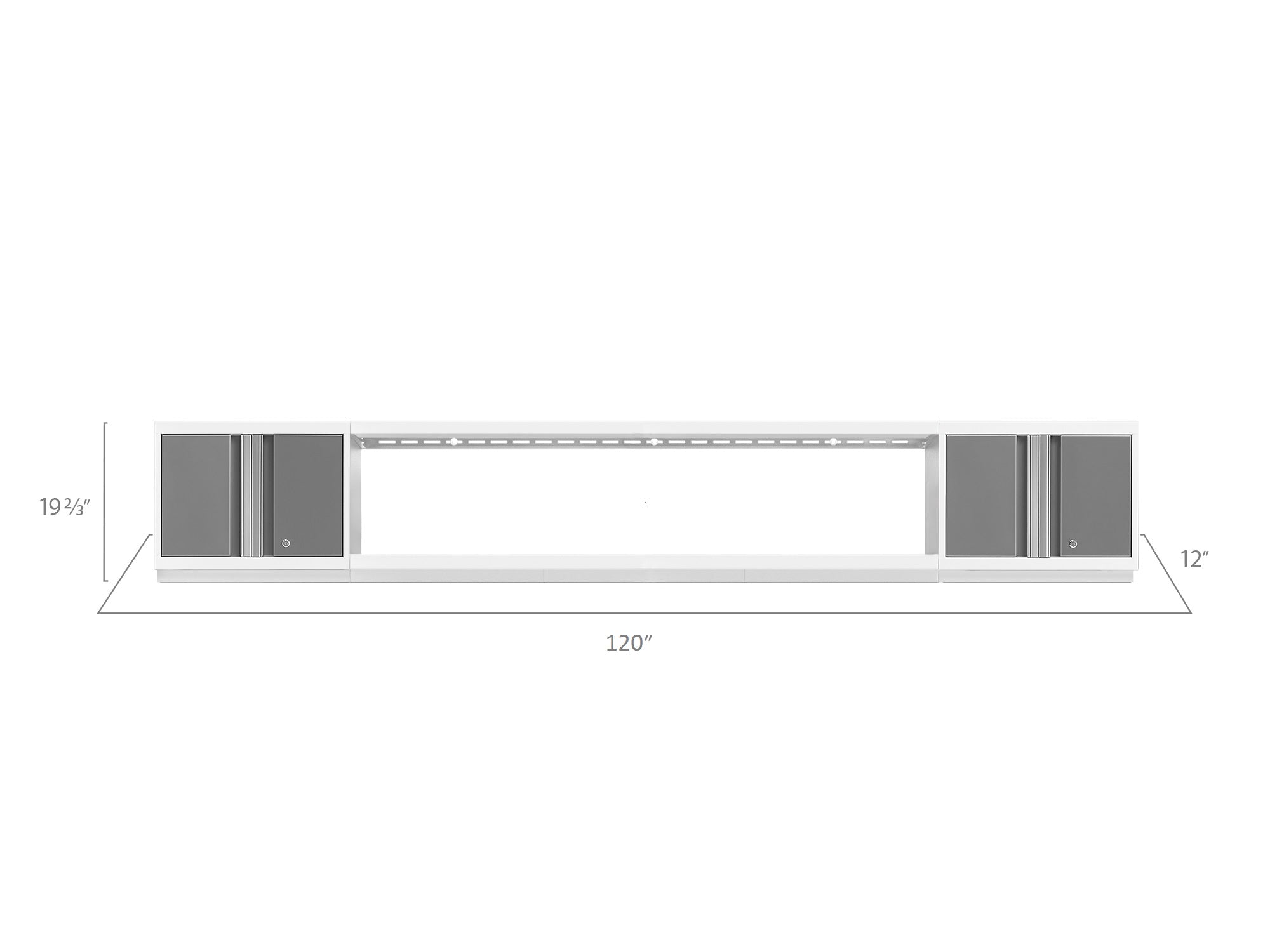 Bold Series 3 Piece Cabinet Set with Wall Cabinets and 72 in. Display Shelf