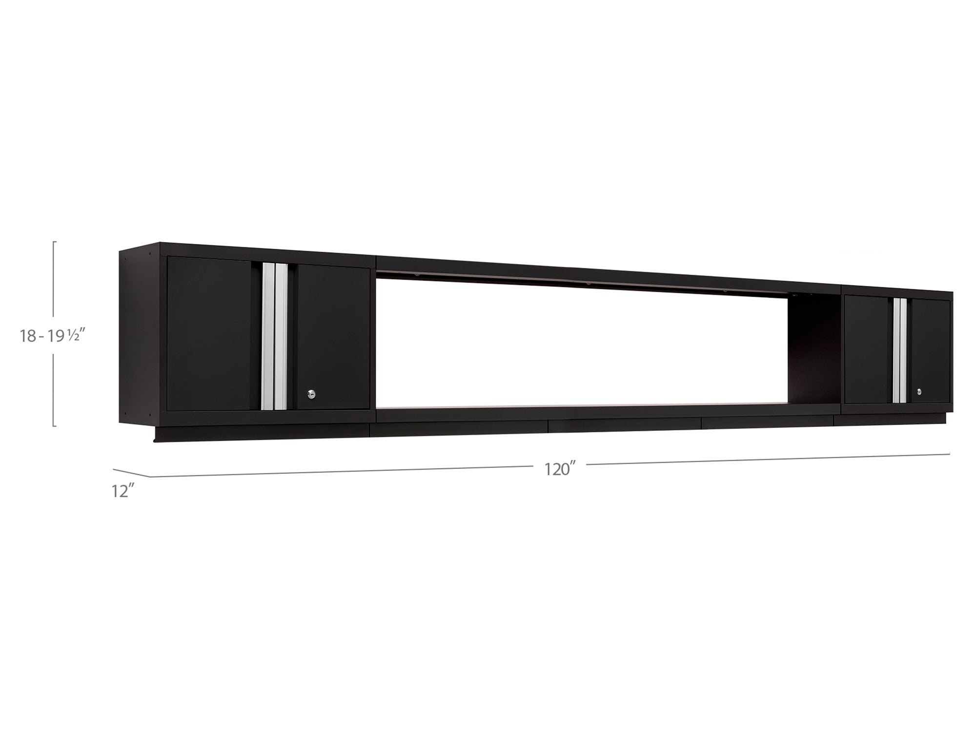 Bold Series 3 Piece Cabinet Set with Wall Cabinets and 72 in. Display Shelf