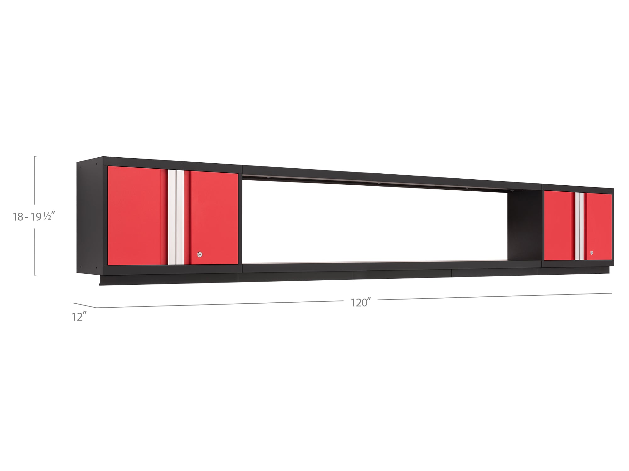 Bold Series 3 Piece Cabinet Set with Wall Cabinets and 72 in. Display Shelf