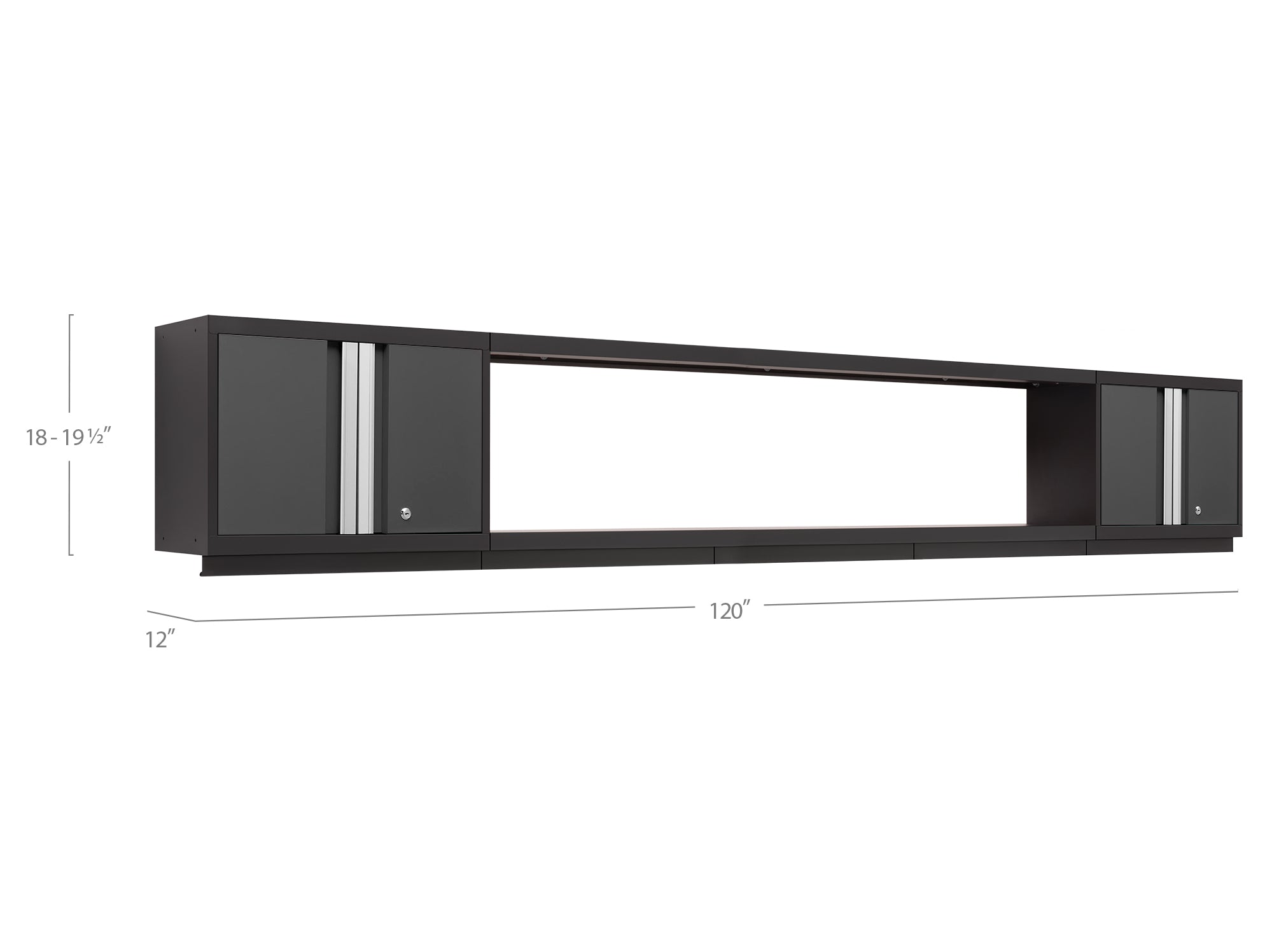 Bold Series 3 Piece Cabinet Set with Wall Cabinets and 72 in. Display Shelf
