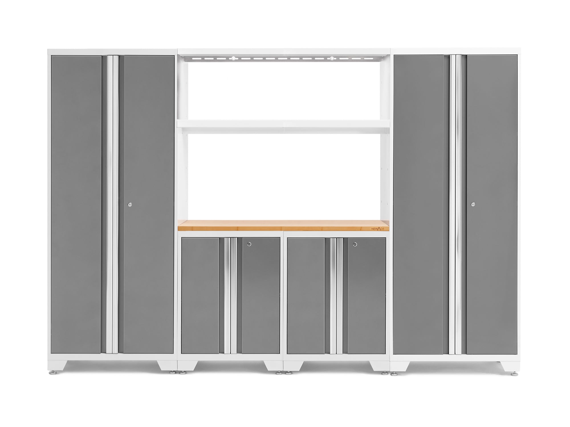 Bold Series 6 Piece Cabinet Set with Multi-use Locker, Base Cabinet, Display Shelf, and Worktop