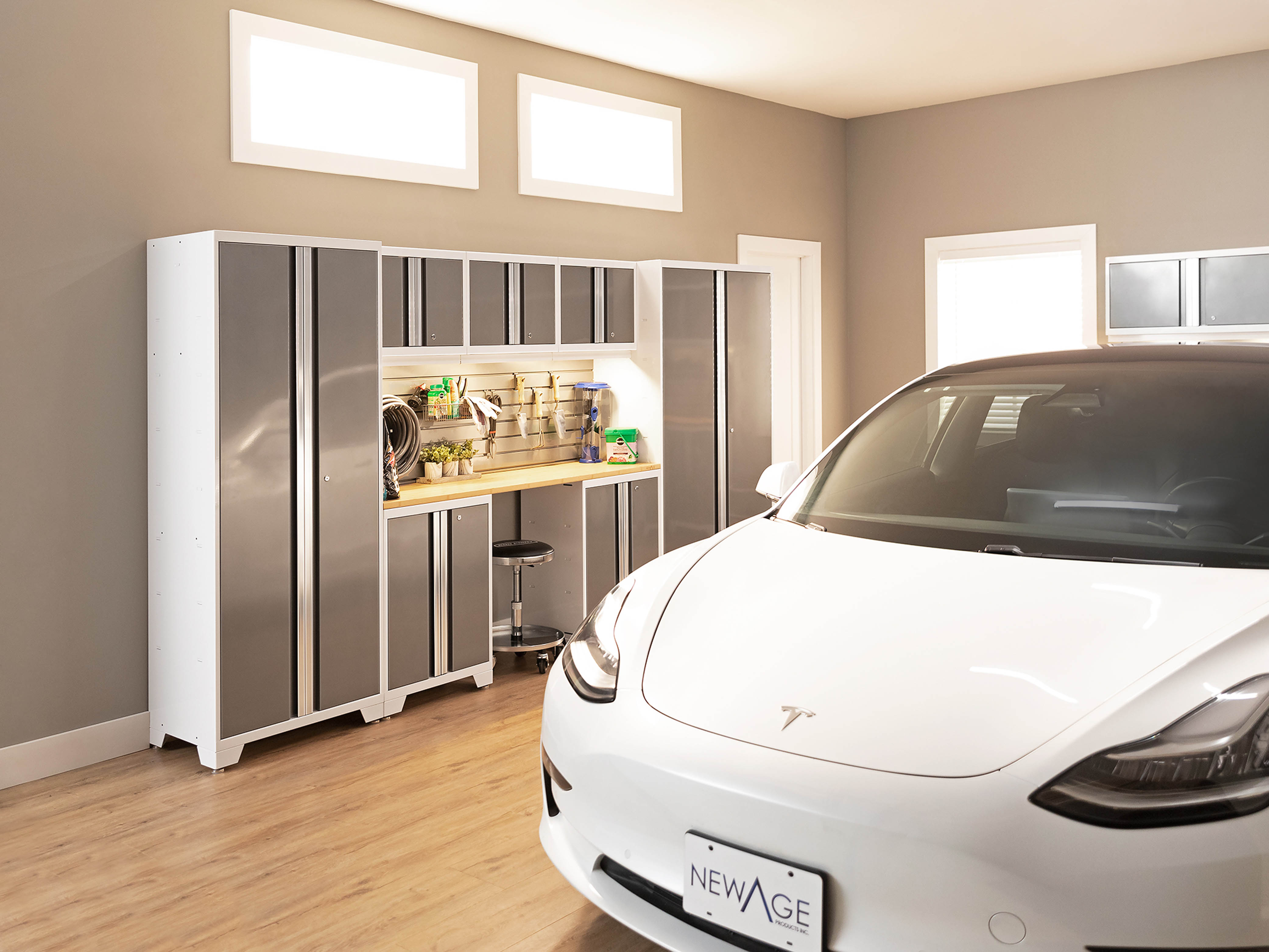 Bold Series 6 Piece Cabinet Set with Multi-use Locker, Base Cabinet, Display Shelf, and Worktop