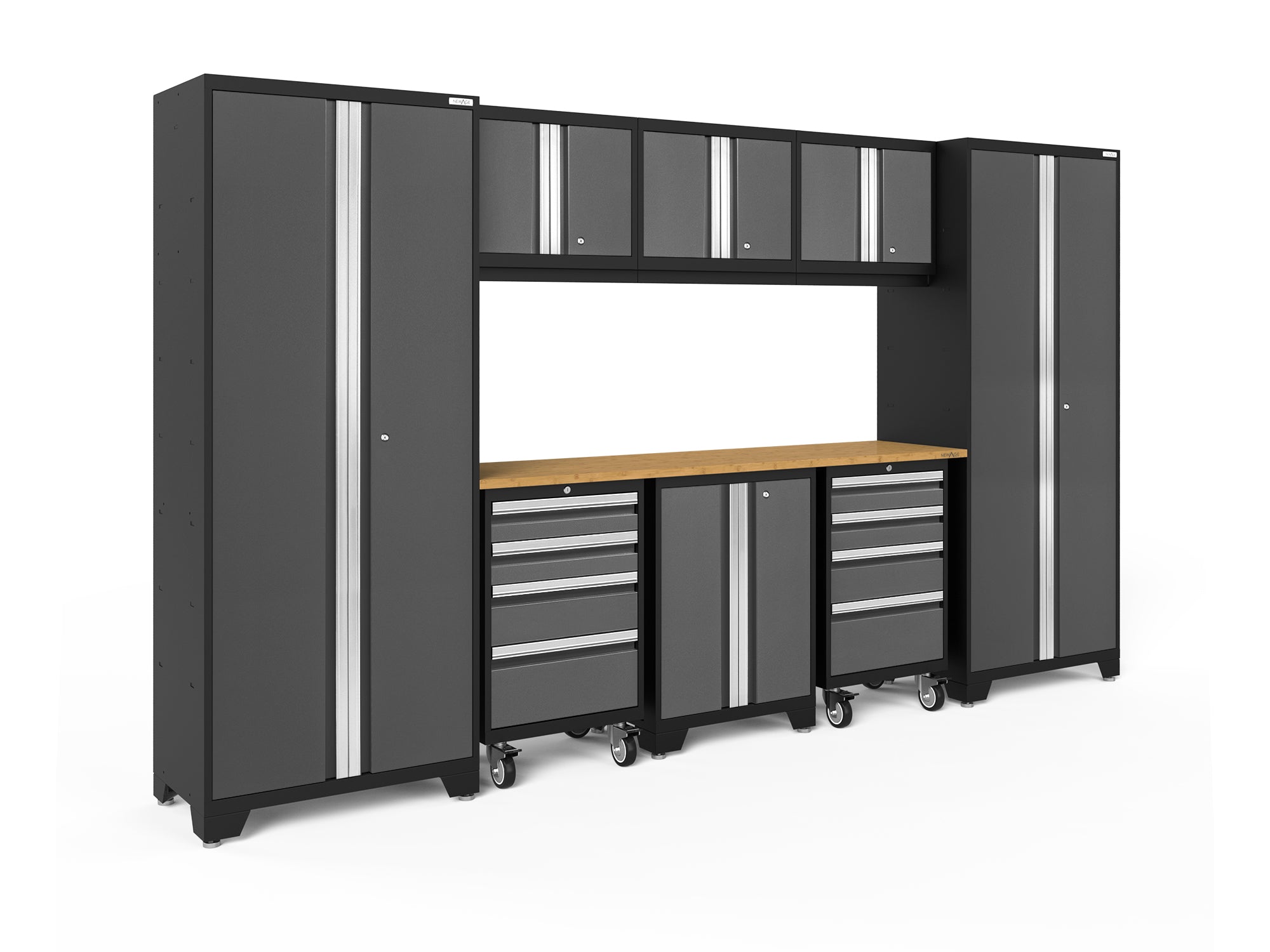 Bold Series 9 Piece Cabinet Set with 2 Tool, Base, Wall Cabinets and 30 in. Lockers