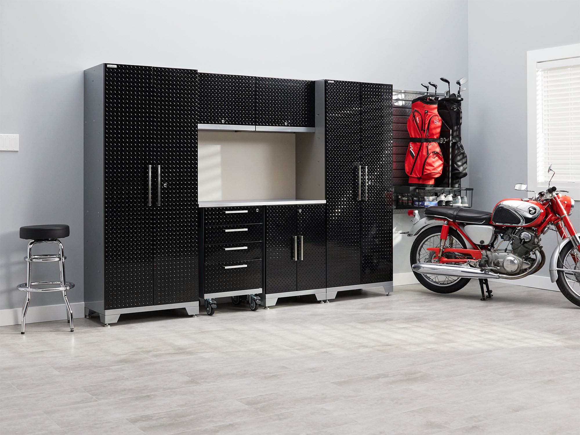 Performance Diamond Plate Limited Edition 10 Piece Cabinet Set with Tool, Base, Wall Cabinets, 30 in. Lockers and Worktop
