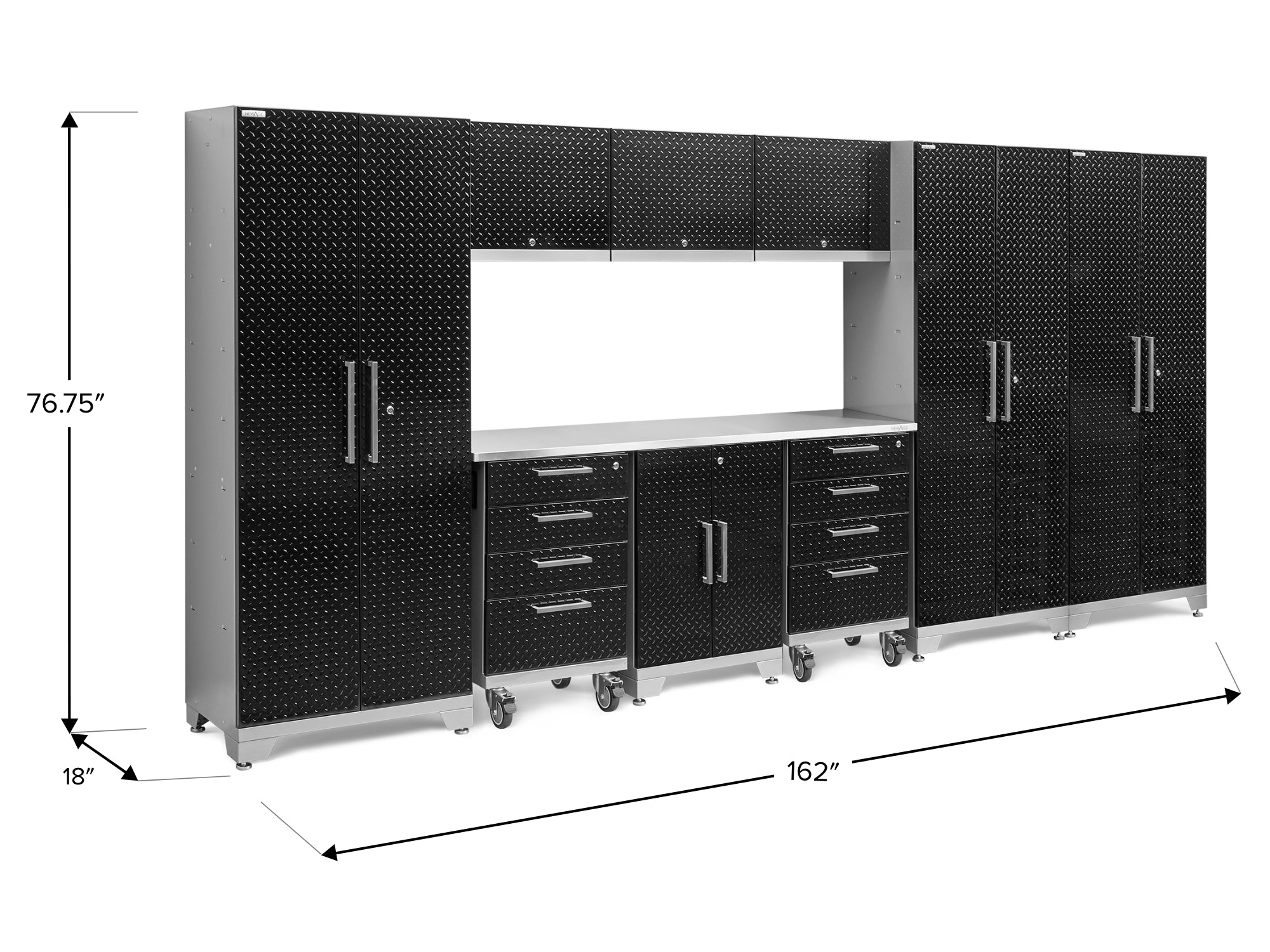 Performance Diamond Plate Limited Edition 10 Piece Cabinet Set with Tool, Base, Wall Cabinets, 30 in. Lockers and Worktop
