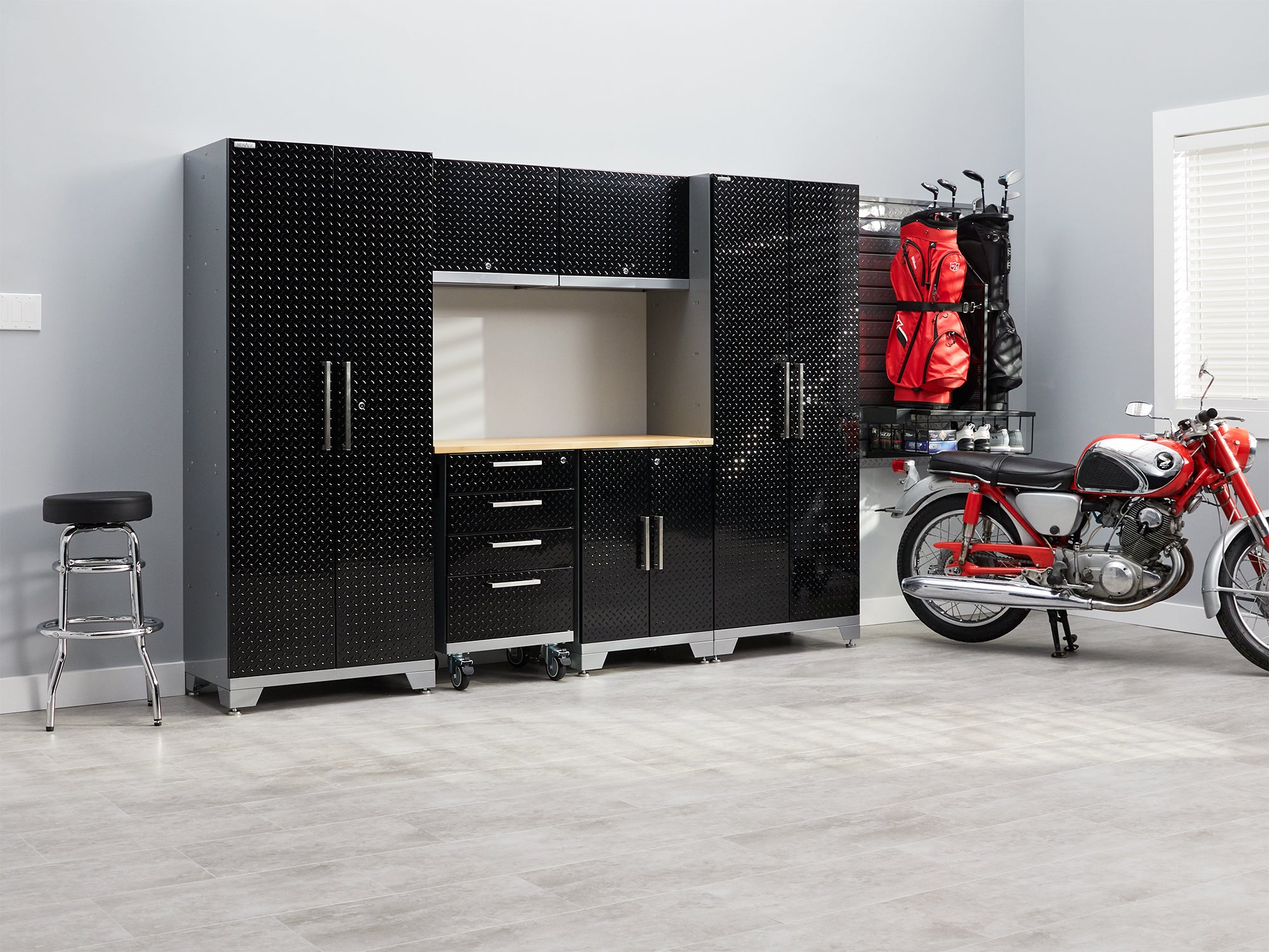 Performance Diamond Plate Limited Edition 10 Piece Cabinet Set with Tool, Base, Wall Cabinets, 30 in. Lockers and Worktop