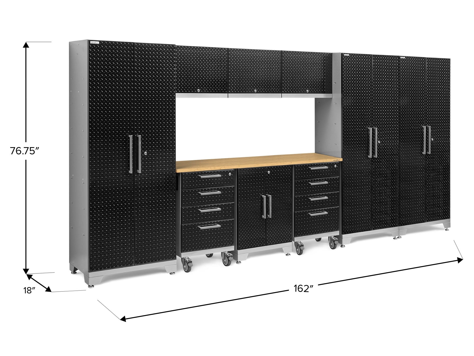 Performance Diamond Plate Limited Edition 10 Piece Cabinet Set with Tool, Base, Wall Cabinets, 30 in. Lockers and Worktop