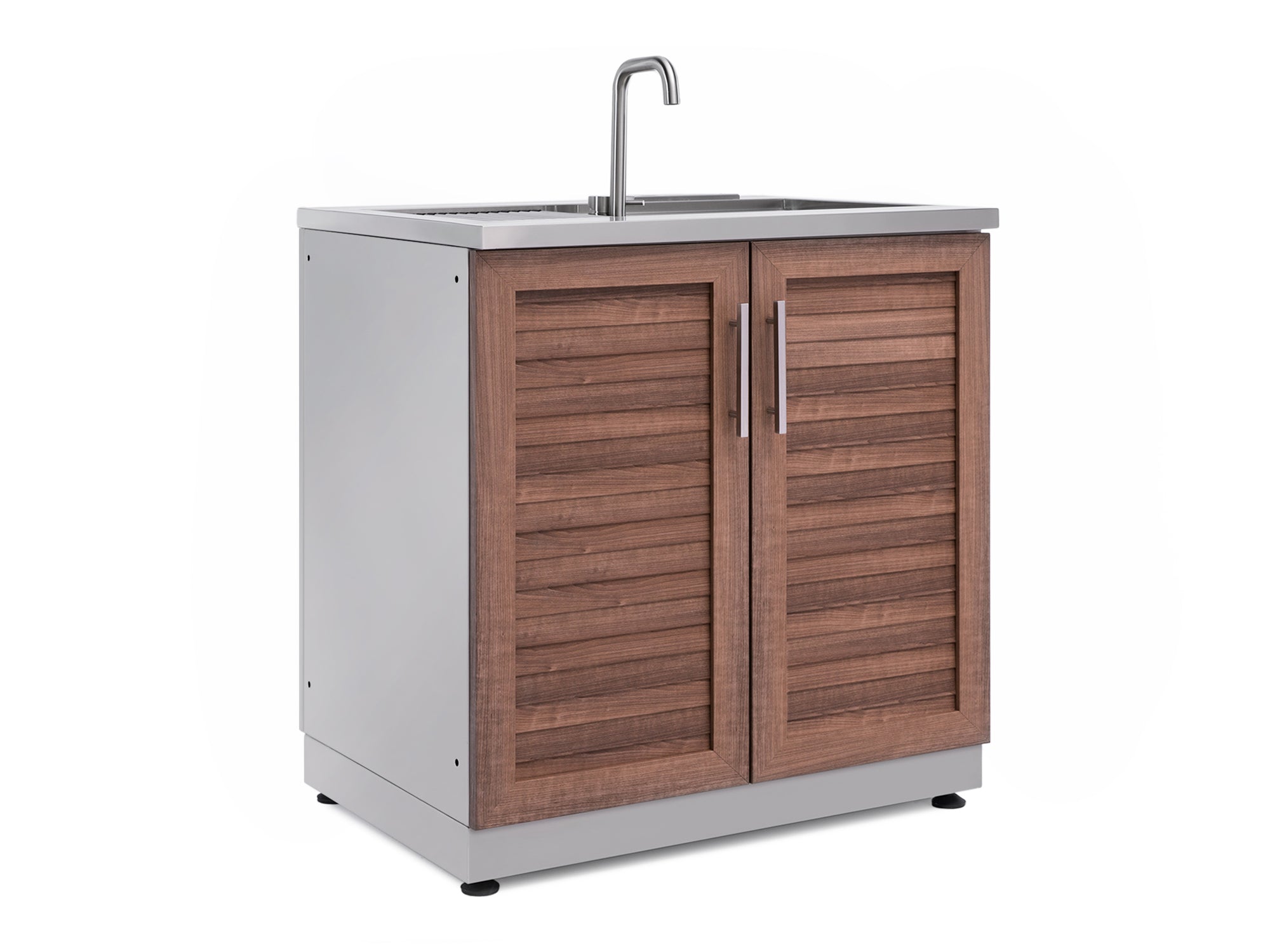 Outdoor Kitchen Stainless Steel Louvered Doors Sink Cabinet
