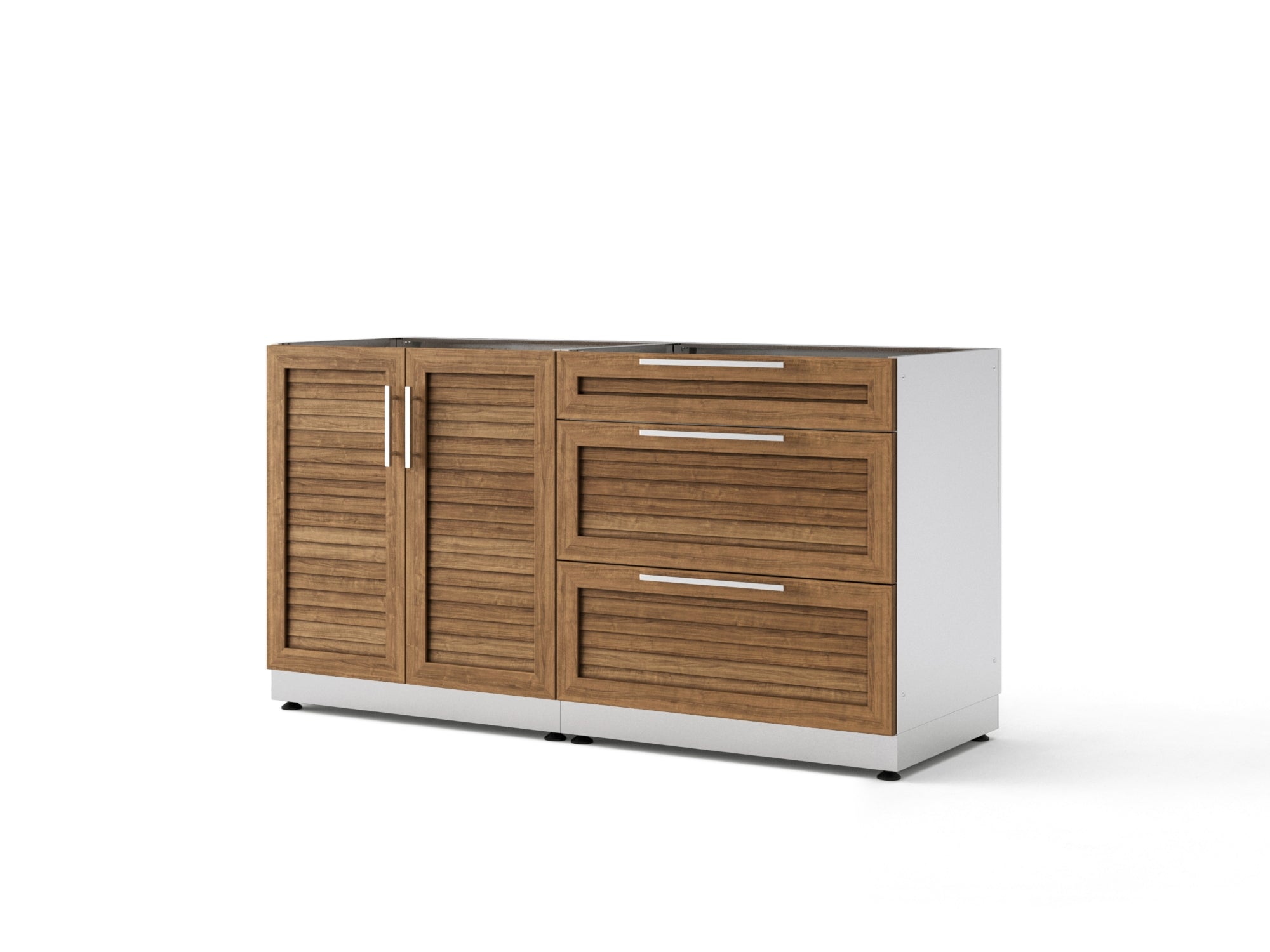 Outdoor Kitchen Stainless Steel Louvered Doors 2 Piece Cabinet Set with 3-Drawer Cabinet and 2-Door Cabinet