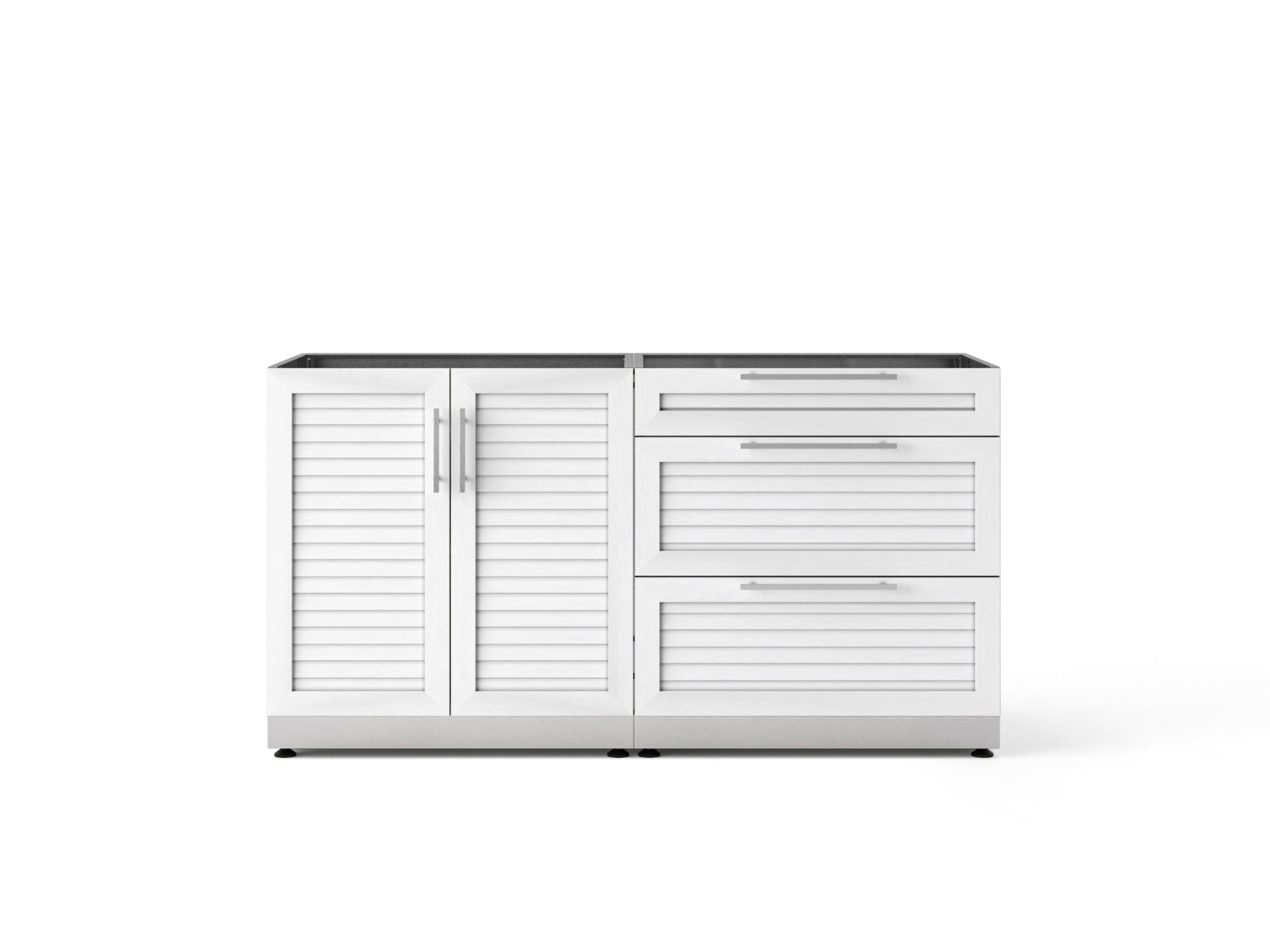 Outdoor Kitchen Stainless Steel Louvered Doors 2 Piece Cabinet Set with 3-Drawer Cabinet and 2-Door Cabinet