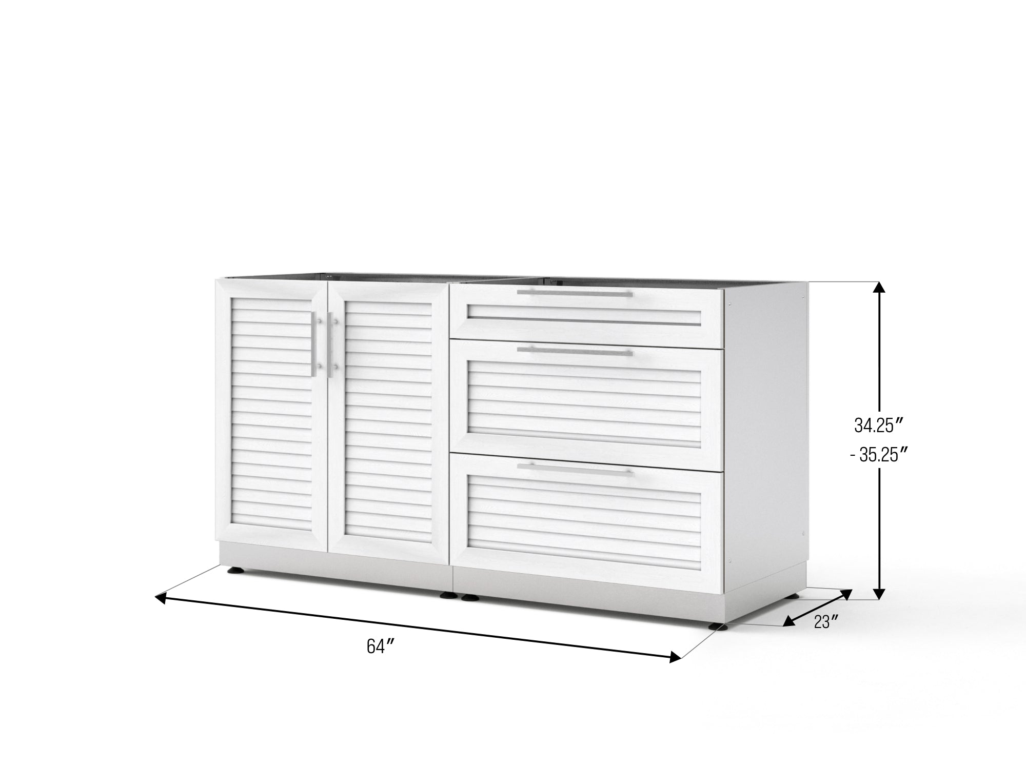 Outdoor Kitchen Stainless Steel Louvered Doors 2 Piece Cabinet Set with 3-Drawer Cabinet and 2-Door Cabinet