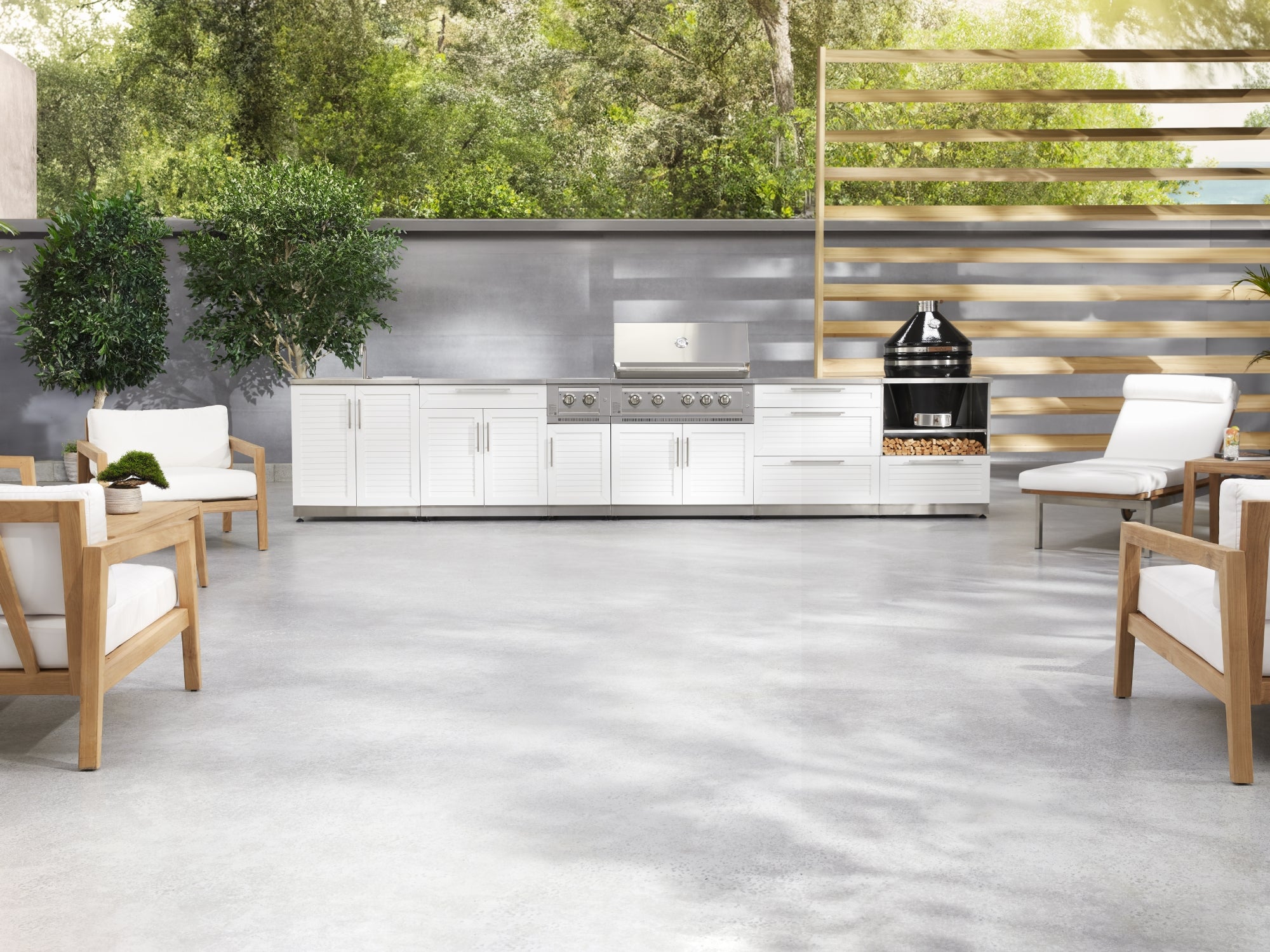 Outdoor Kitchen Stainless Steel Louvered Doors 2 Piece Cabinet Set with 3-Drawer Cabinet and 2-Door Cabinet