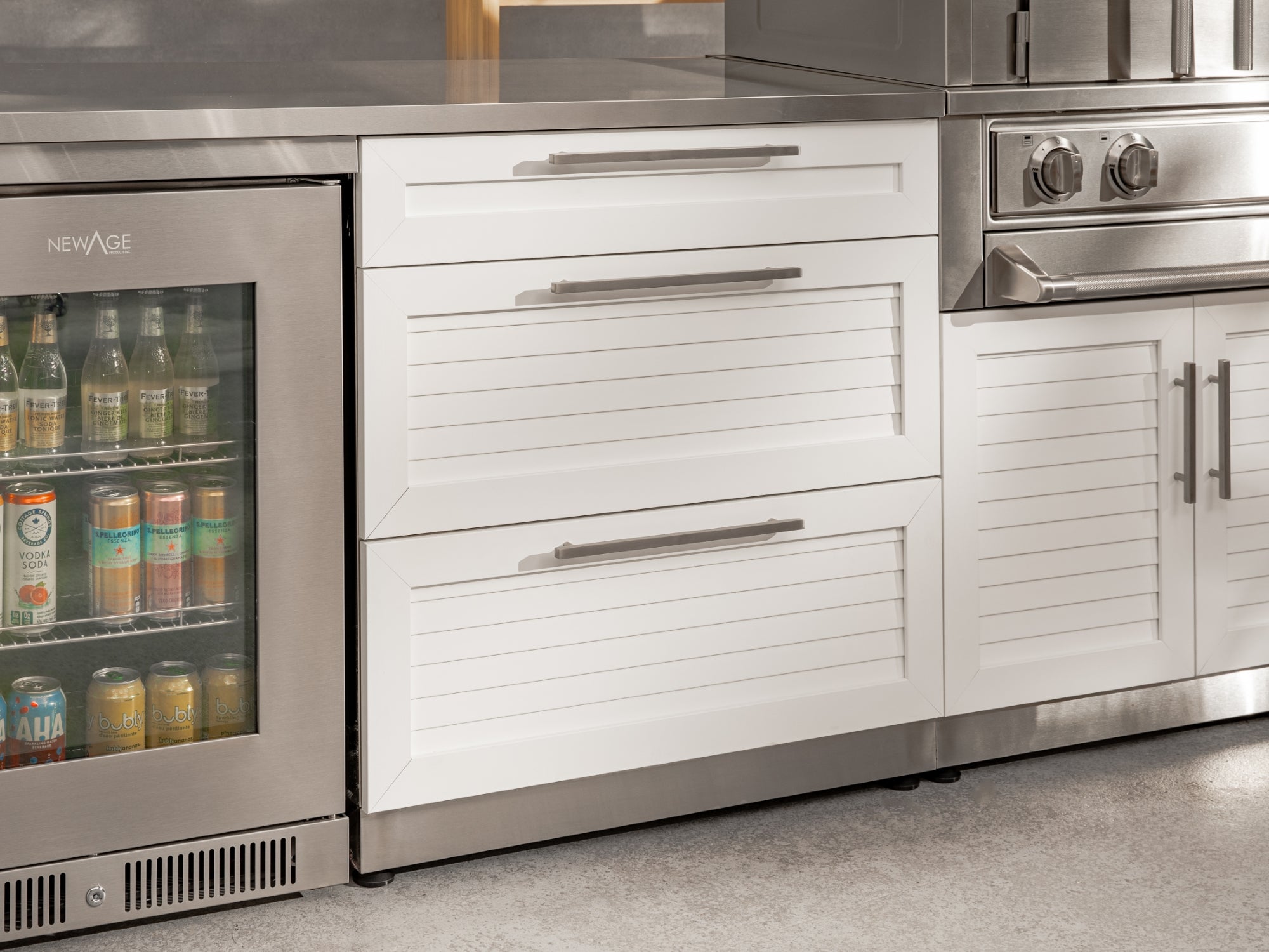 Outdoor Kitchen Stainless Steel Louvered Doors 2 Piece Cabinet Set with 3-Drawer Cabinet and 2-Door Cabinet