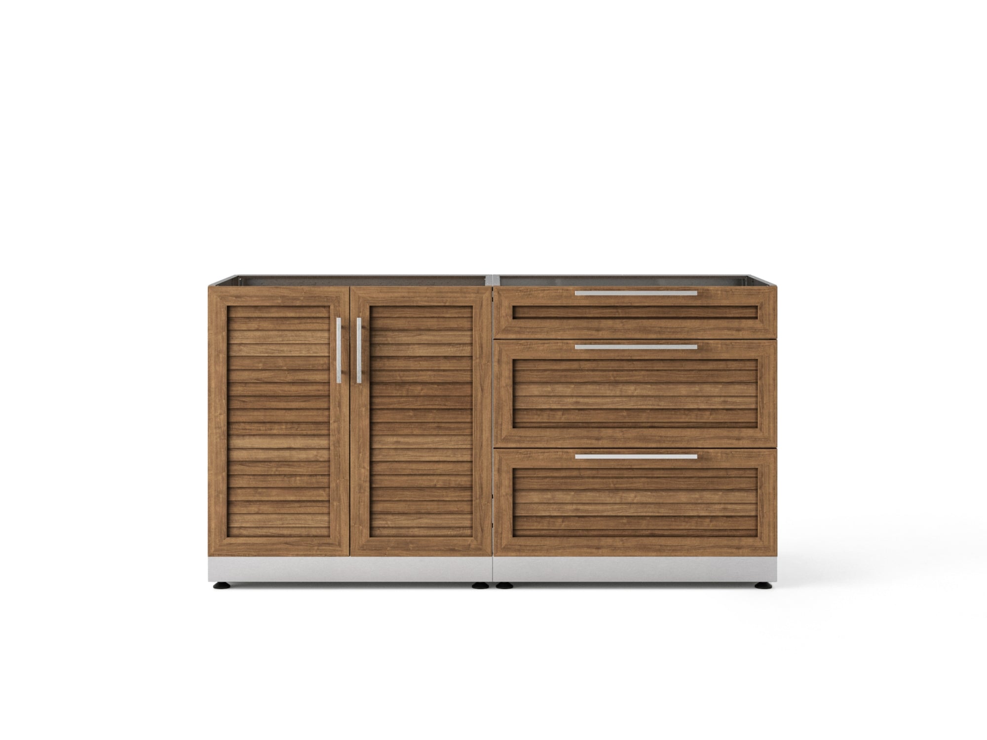 Outdoor Kitchen Stainless Steel Louvered Doors 2 Piece Cabinet Set with 3-Drawer Cabinet and 2-Door Cabinet