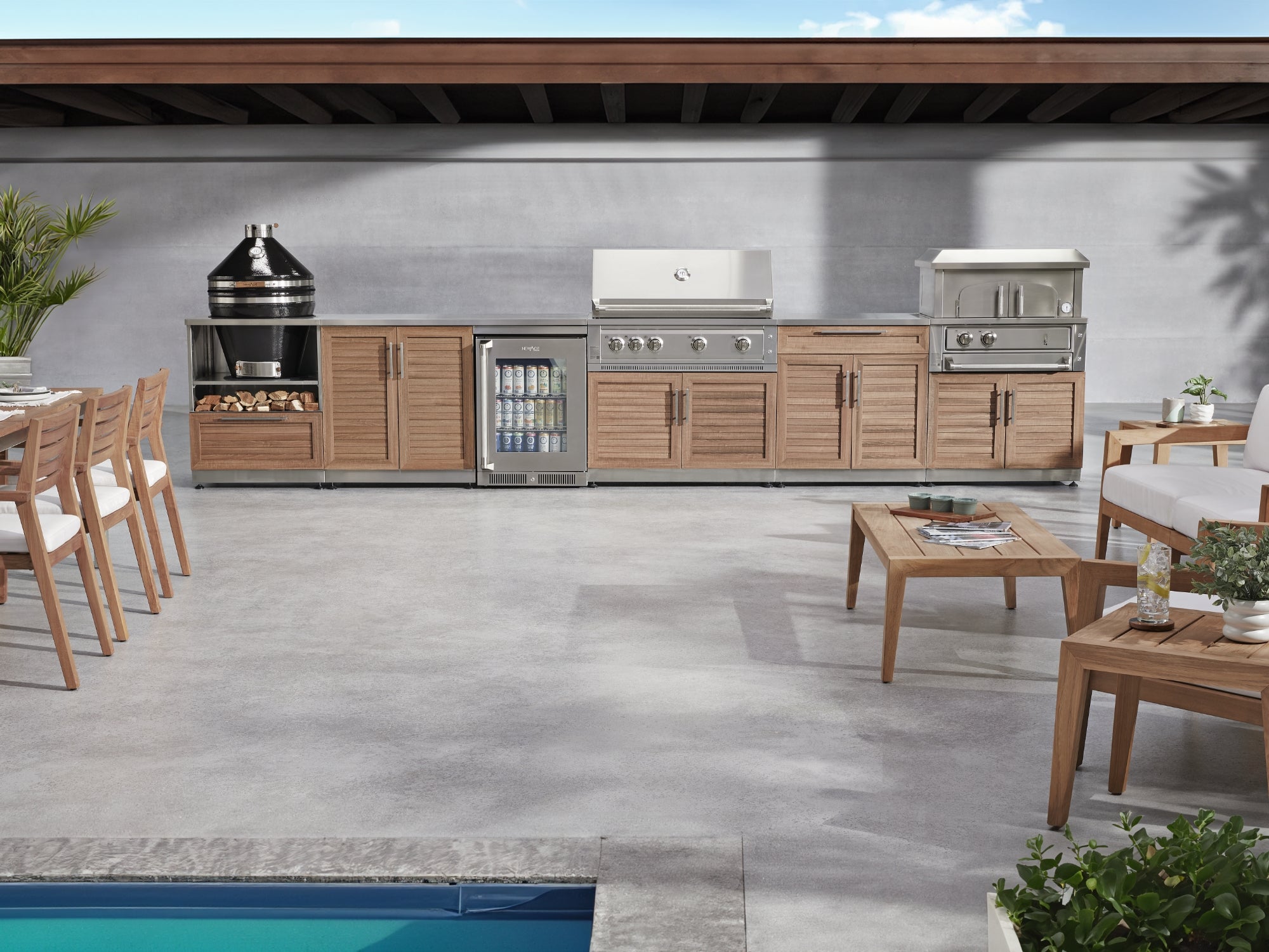 Outdoor Kitchen Stainless Steel Louvered Doors 2 Piece Cabinet Set with 3-Drawer Cabinet and 2-Door Cabinet
