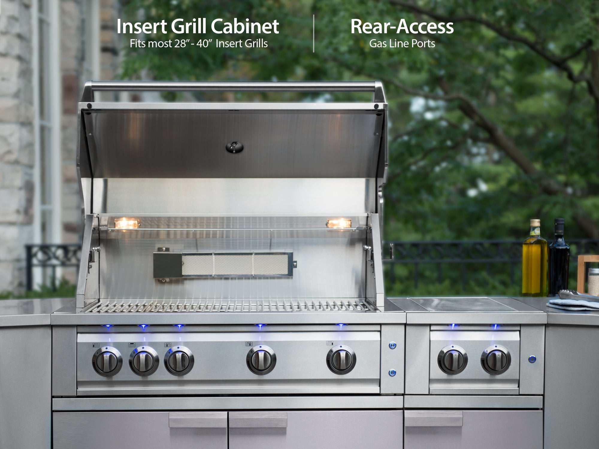 Outdoor Kitchen Stainless Steel 4 Piece Cabinet Set with Corner Shelf, 2-Door, 3-Drawer and Bar Cabinet