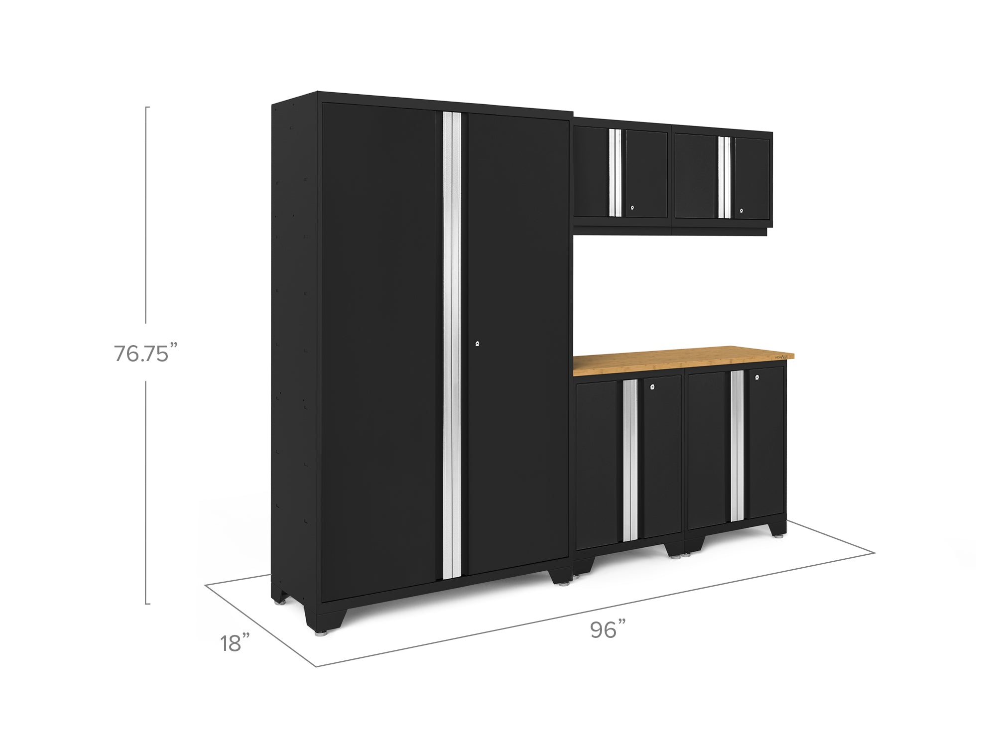 Bold Series 6 Piece Cabinet Set with Base, Wall Cabinets and 48 in. RTA Locker