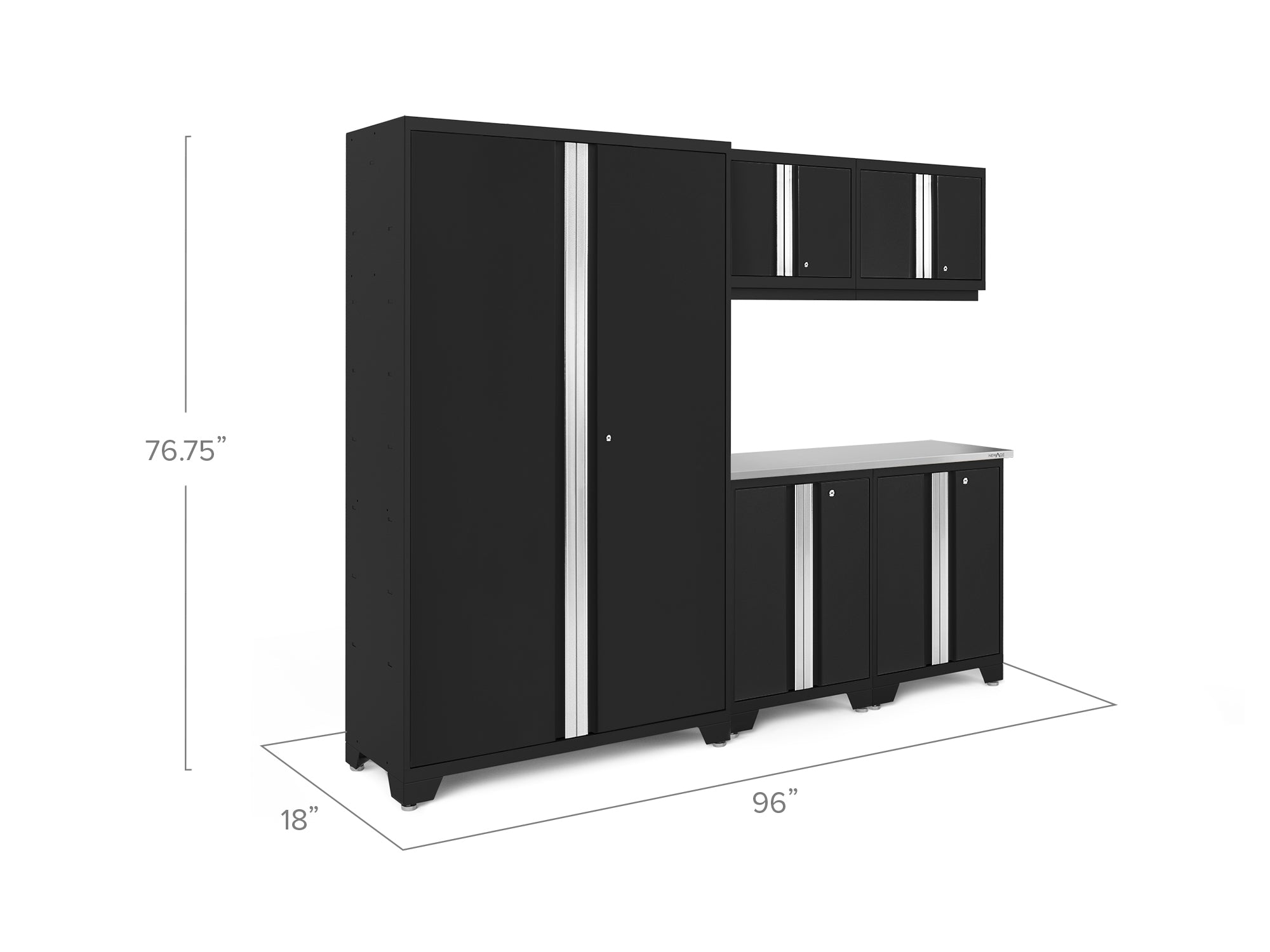 Bold Series 6 Piece Cabinet Set with Base, Wall Cabinets and 48 in. RTA Locker