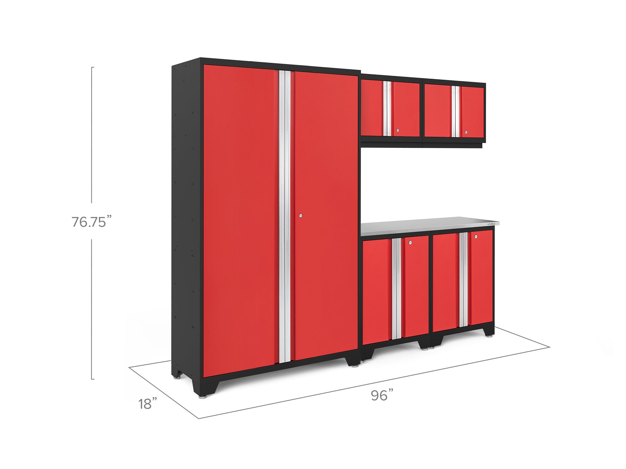 Bold Series 6 Piece Cabinet Set with Base, Wall Cabinets and 48 in. RTA Locker