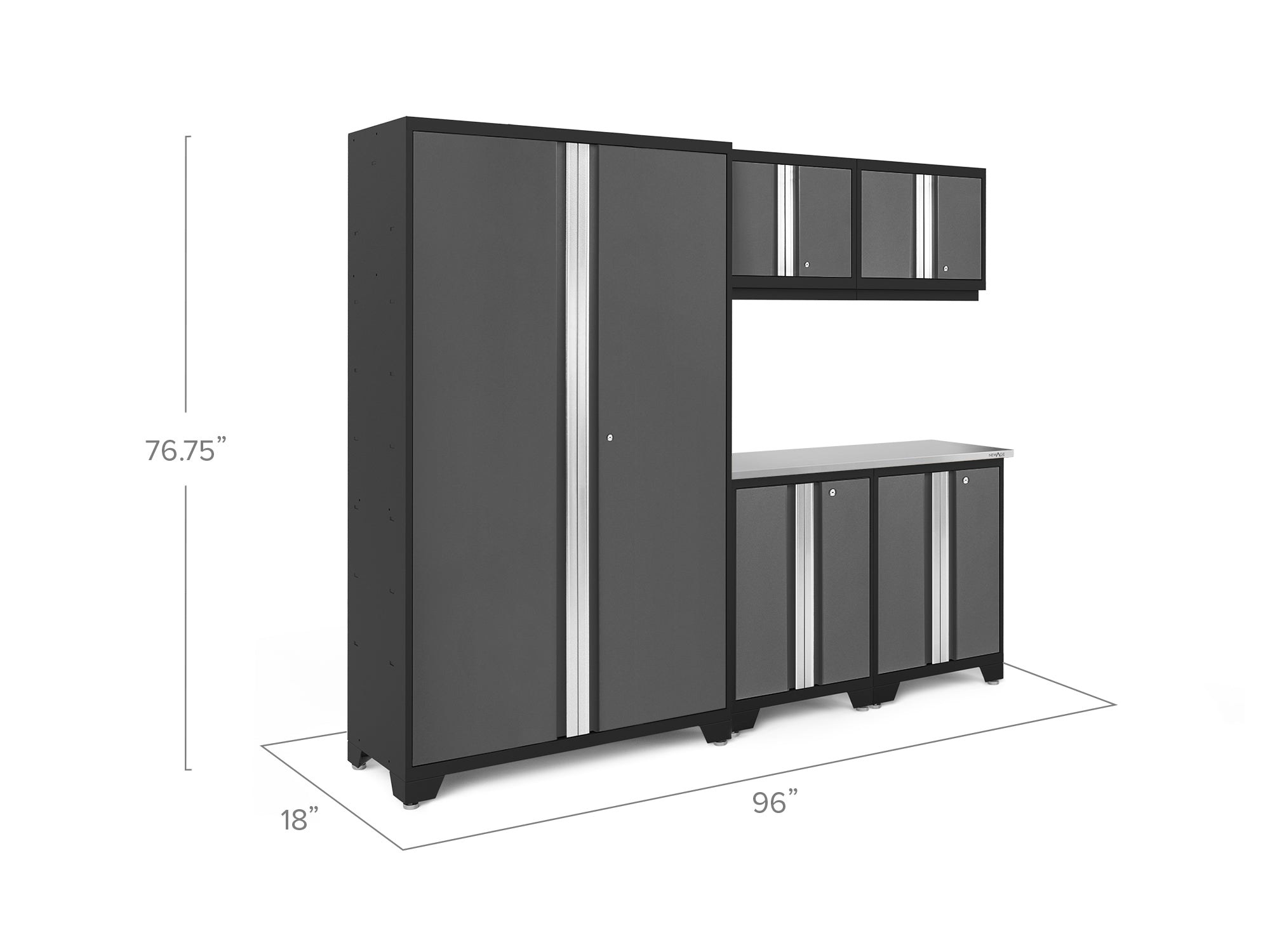 Bold Series 6 Piece Cabinet Set with Base, Wall Cabinets and 48 in. RTA Locker