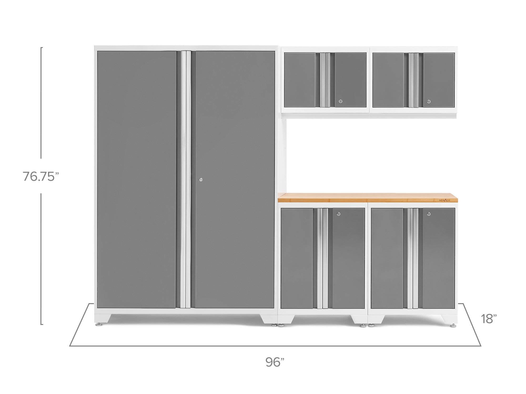 Bold Series 6 Piece Cabinet Set with Base, Wall Cabinets and 48 in. RTA Locker
