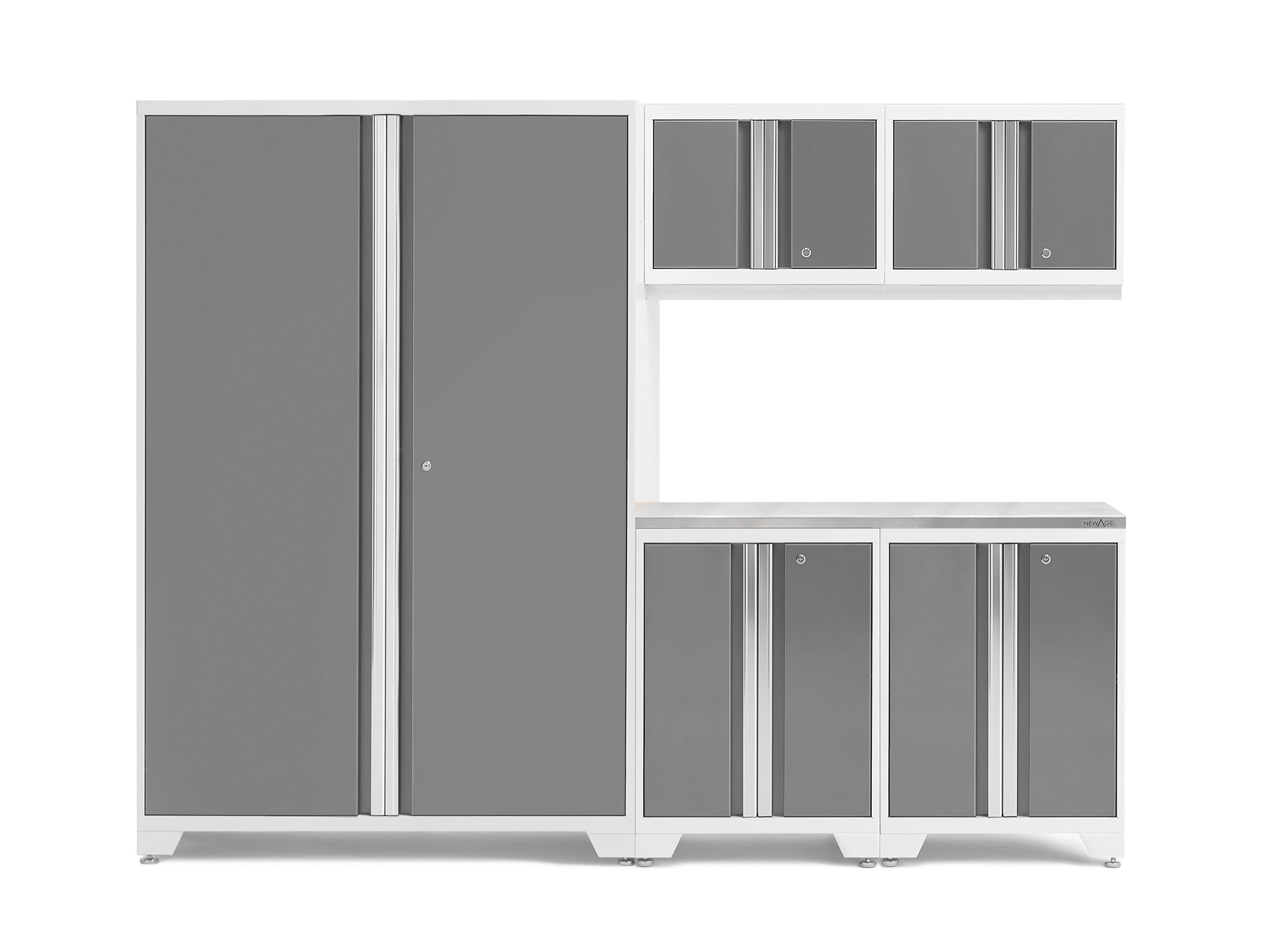 Bold Series 6 Piece Cabinet Set with Base, Wall Cabinets and 48 in. RTA Locker