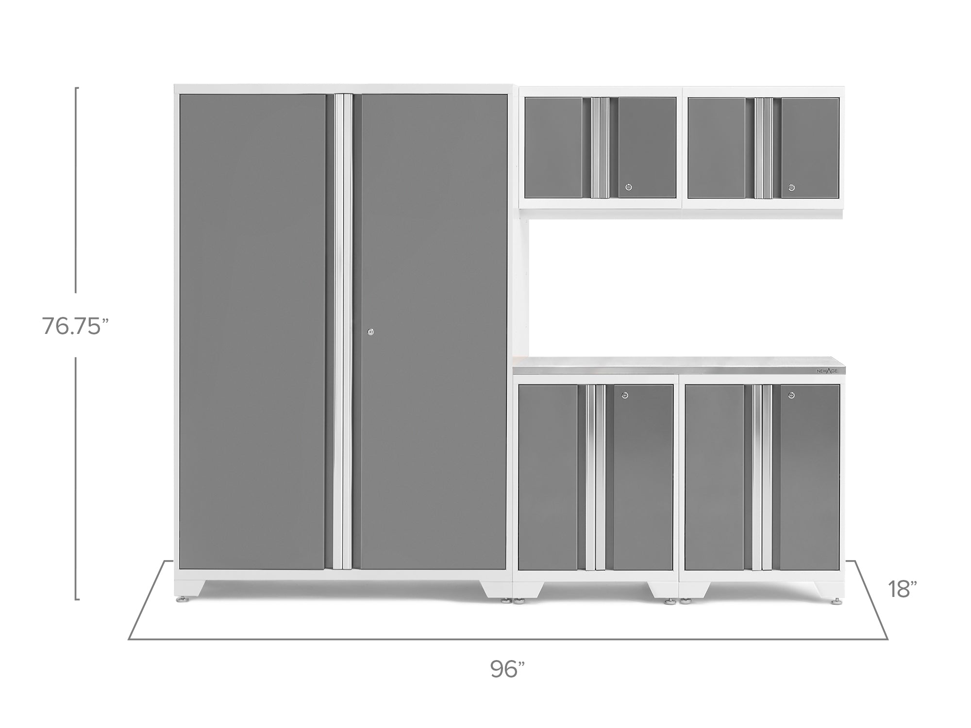 Bold Series 6 Piece Cabinet Set with Base, Wall Cabinets and 48 in. RTA Locker