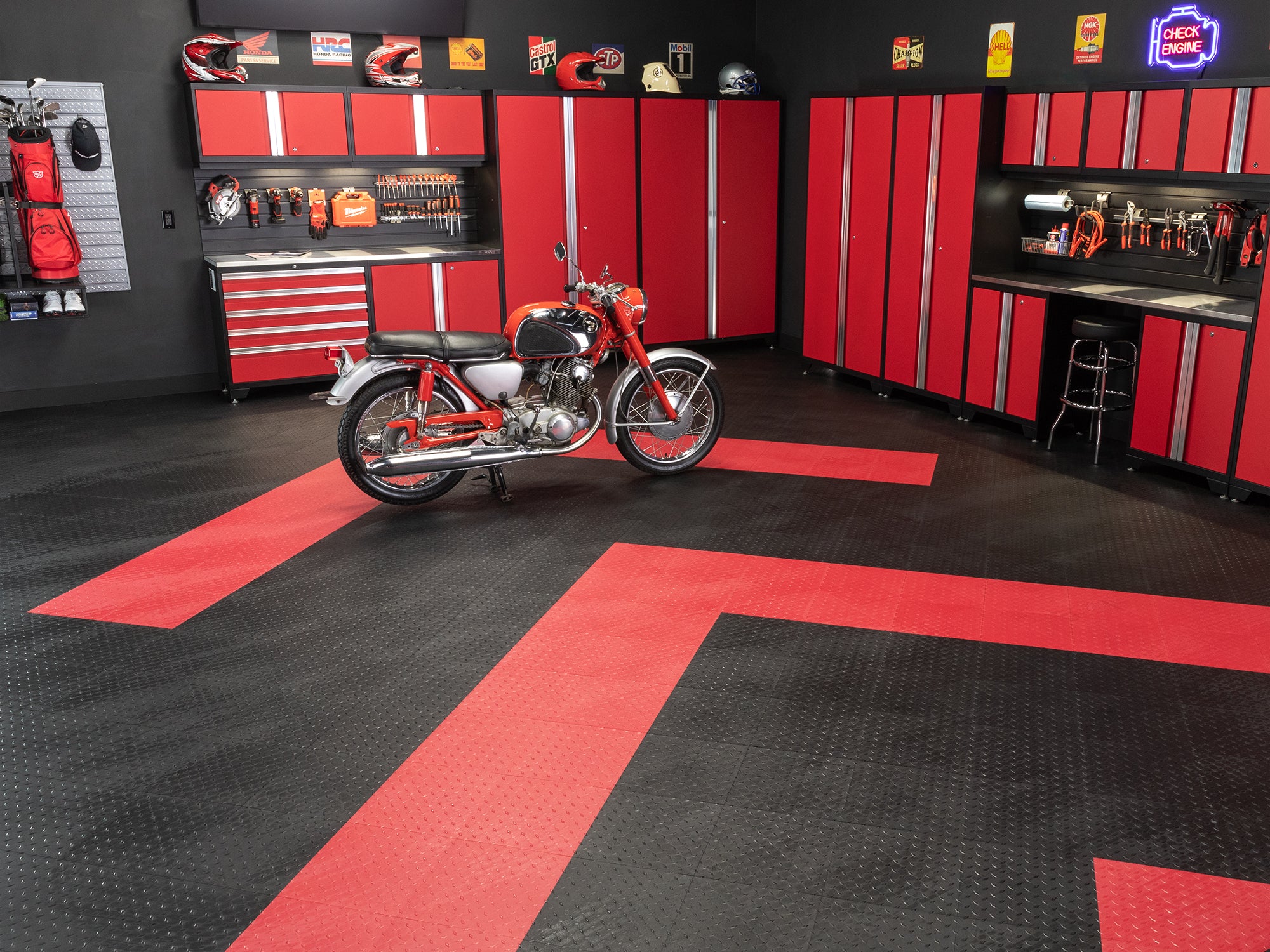 12in x 12in Diamond Plate Pattern Polypropylene Garage Flooring Tiles (48-Pack)