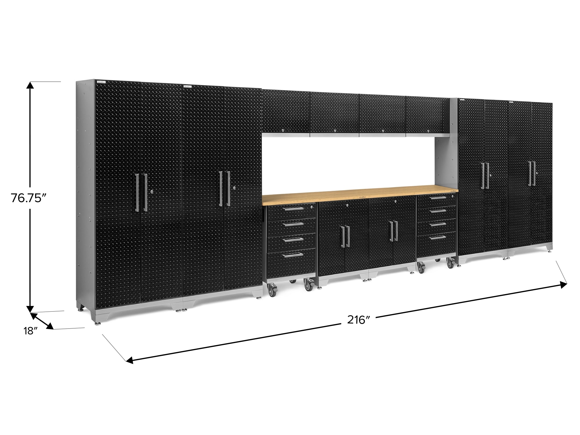 Performance Diamond Plate Limited Edition 14 Piece Cabinet Set with Tool, Base, Wall Cabinets, 30 in. Lockers and Worktop