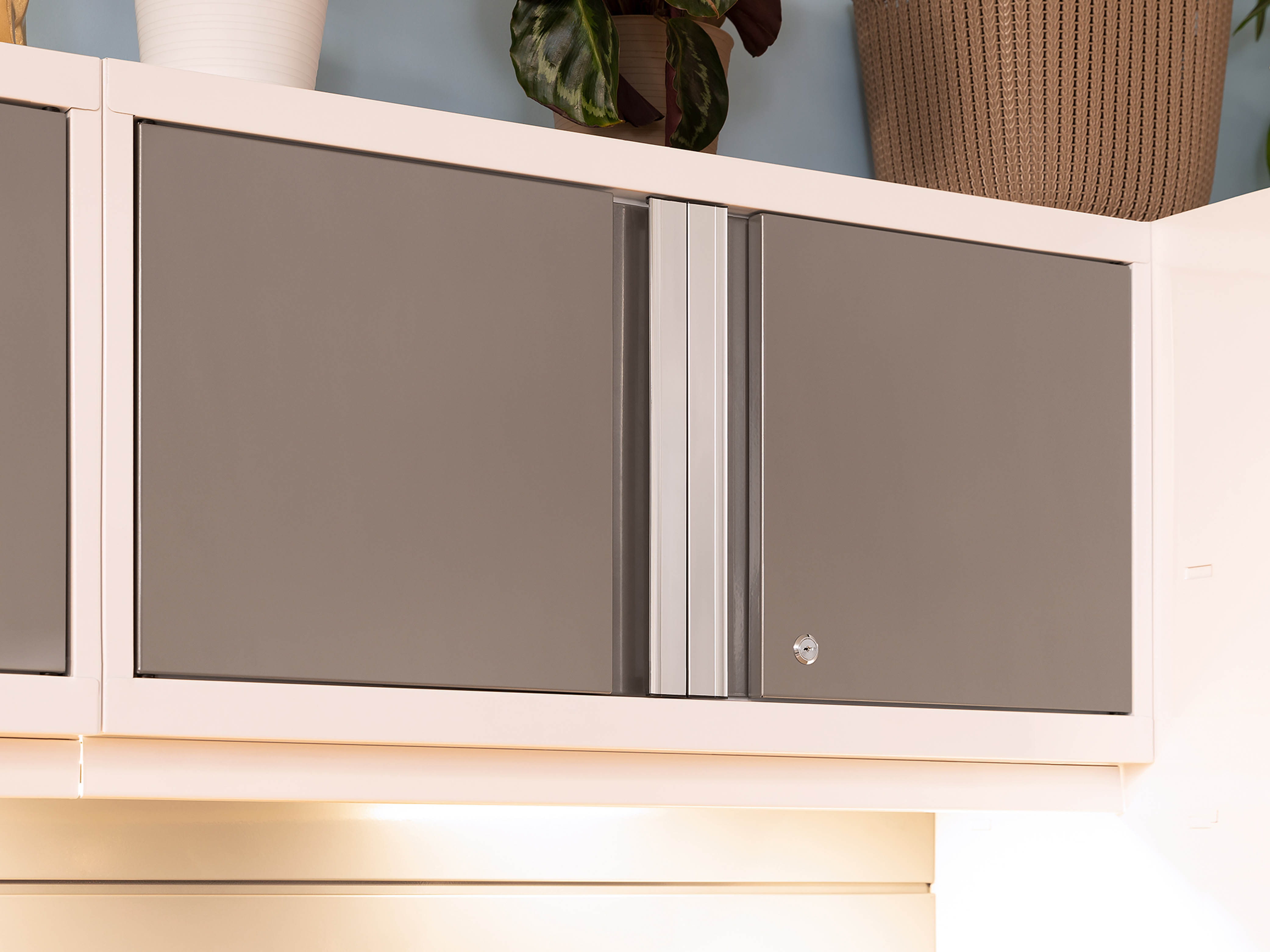 Bold Series 5 Piece Cabinet Set with Multi-use Locker, Base & Wall Cabinet, and Worktop