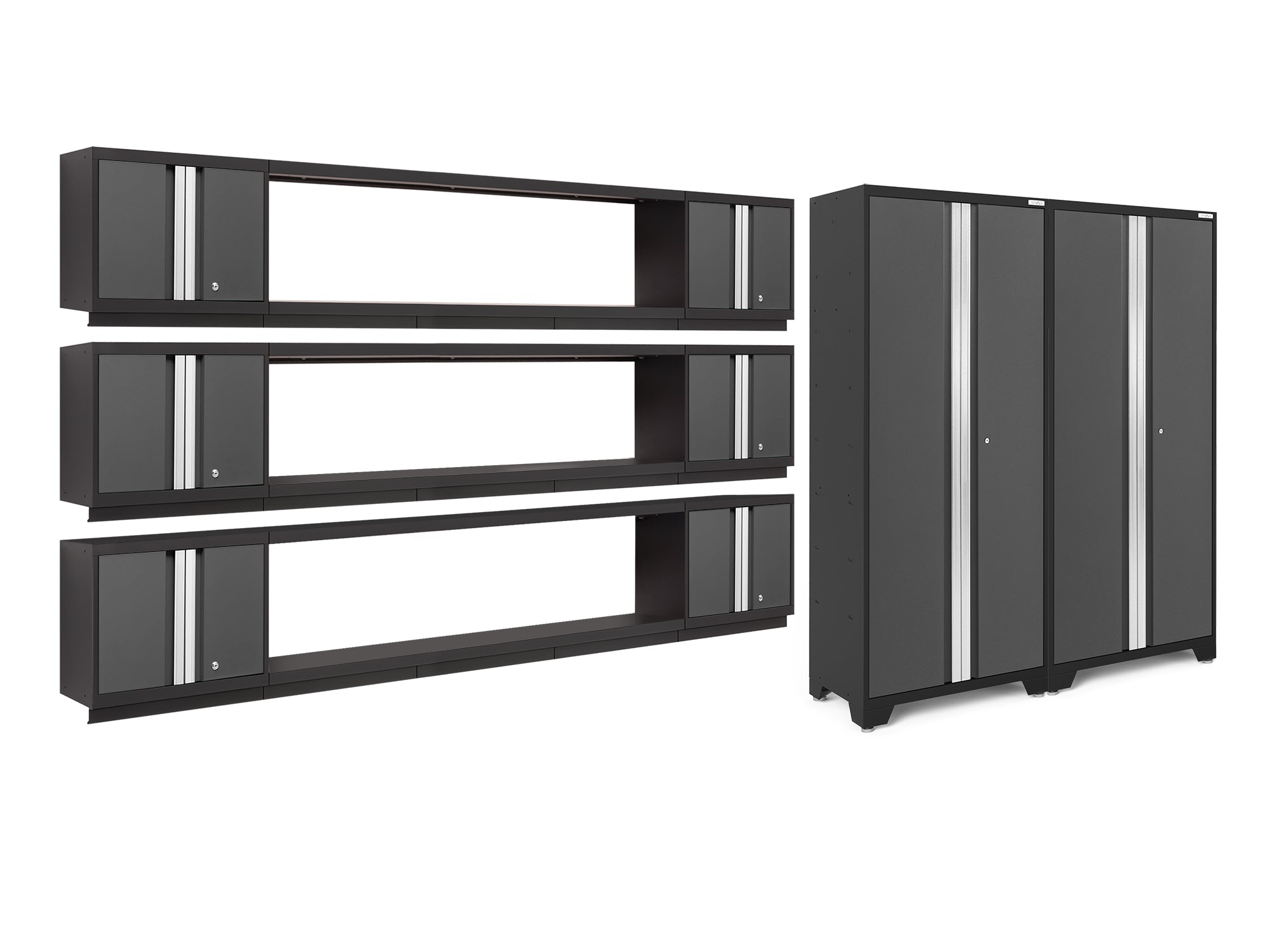 Bold Series 11 Piece Cabinet Set with Display Shelves, Wall Cabinets and 30 in. Lockers