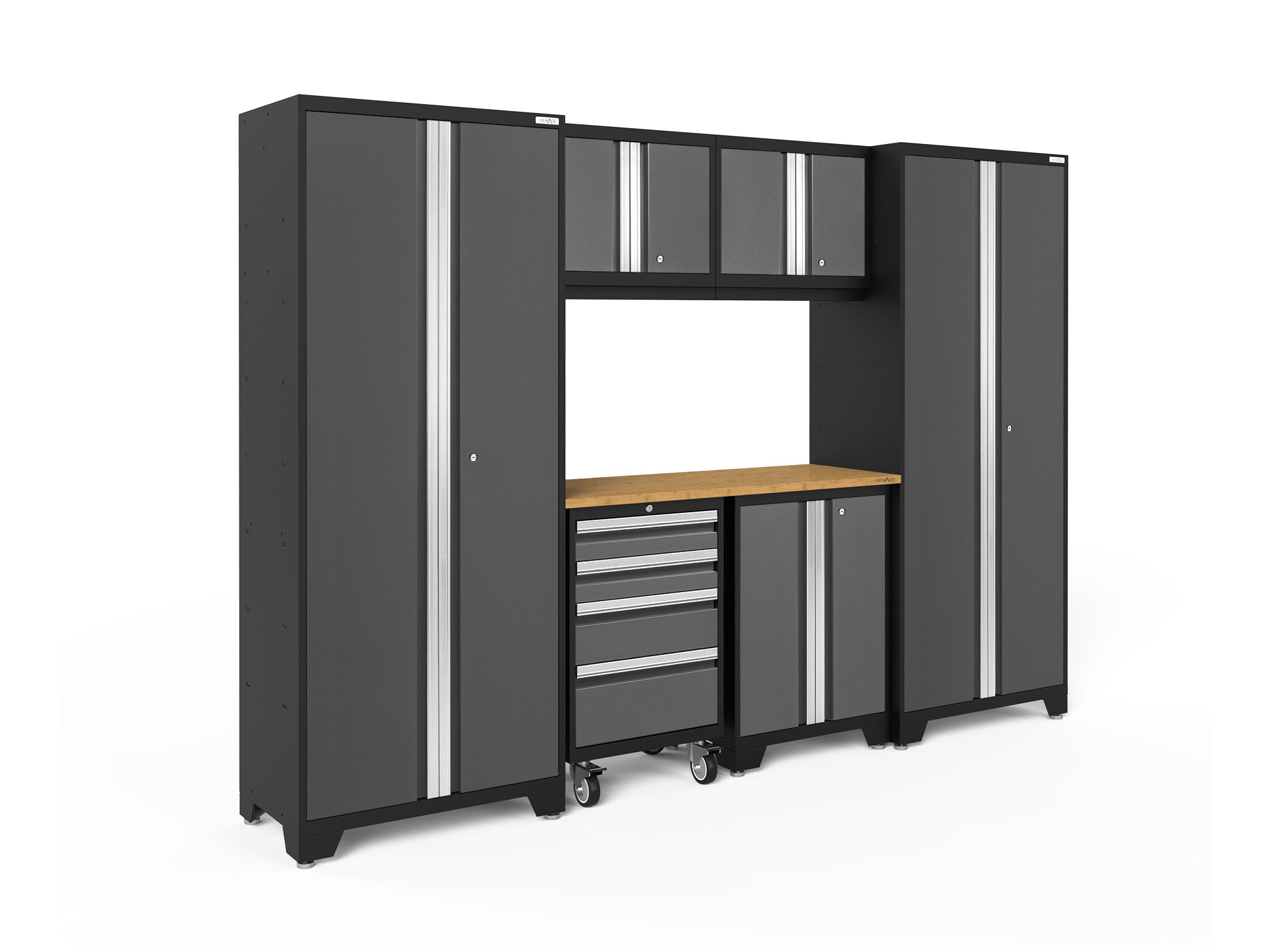 Bold Series 7 Piece Cabinet Set with Tool, Base, Wall Cabinets and 30 in. Lockers