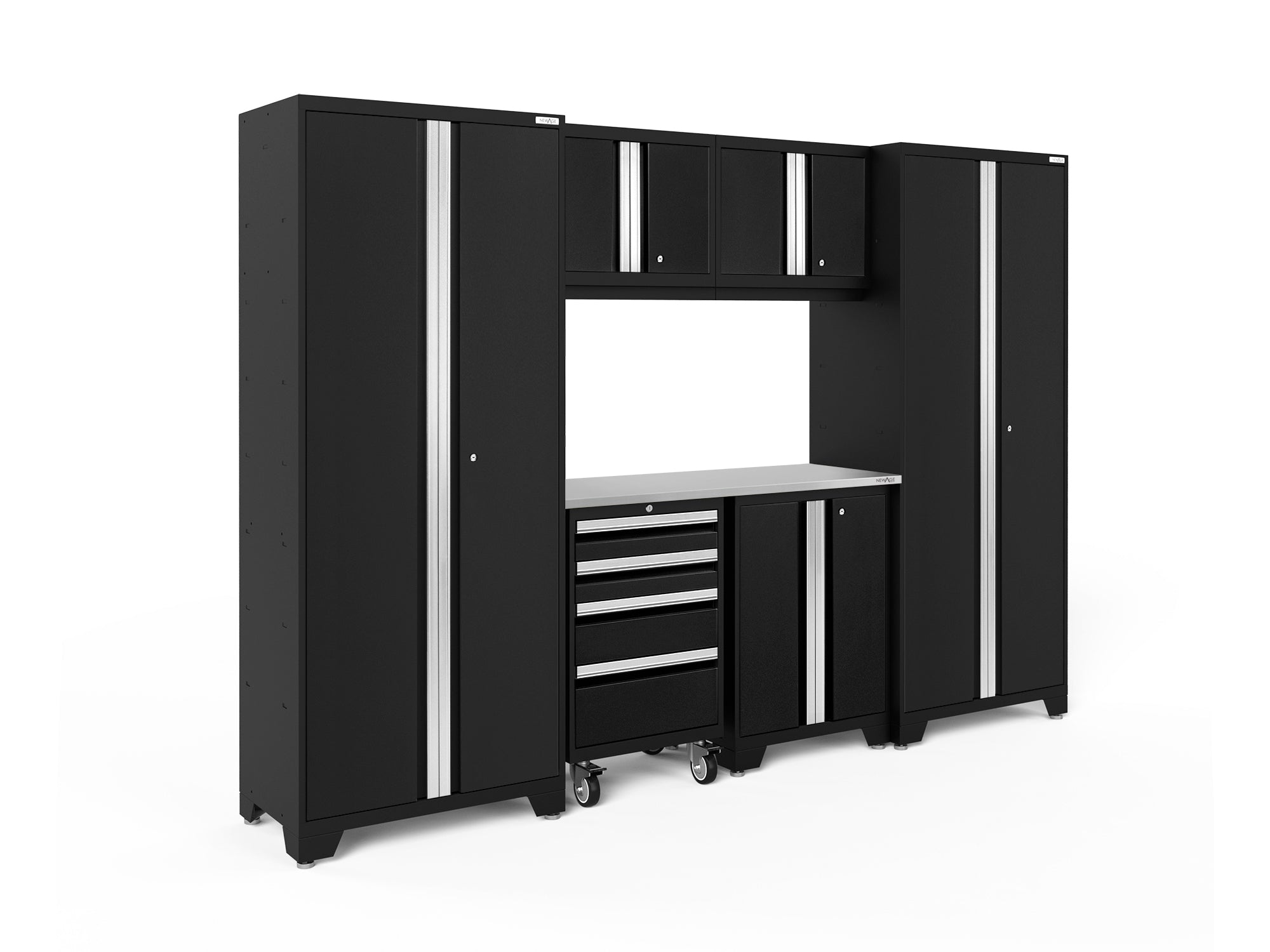 Bold Series 7 Piece Cabinet Set with Tool, Base, Wall Cabinets and 30 in. Lockers