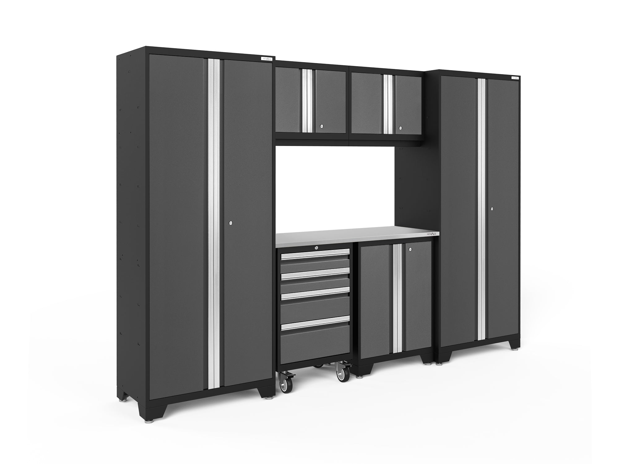 Bold Series 7 Piece Cabinet Set with Tool, Base, Wall Cabinets and 30 in. Lockers