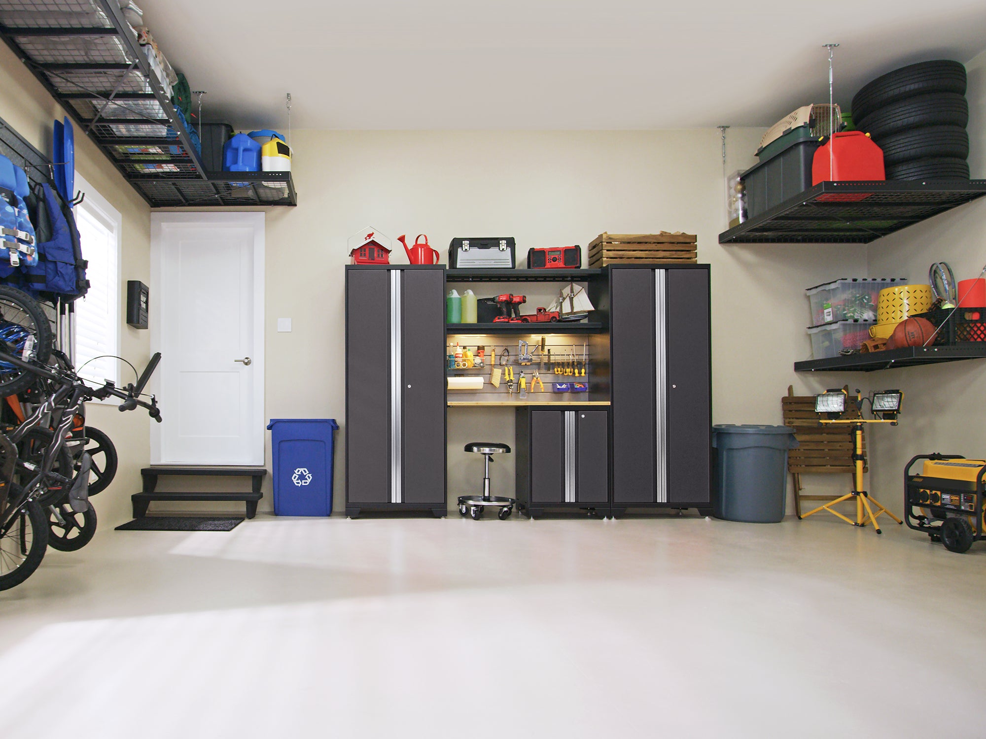 Bold Series 7 Piece Cabinet Set with Tool, Base, Wall Cabinets and 30 in. Lockers