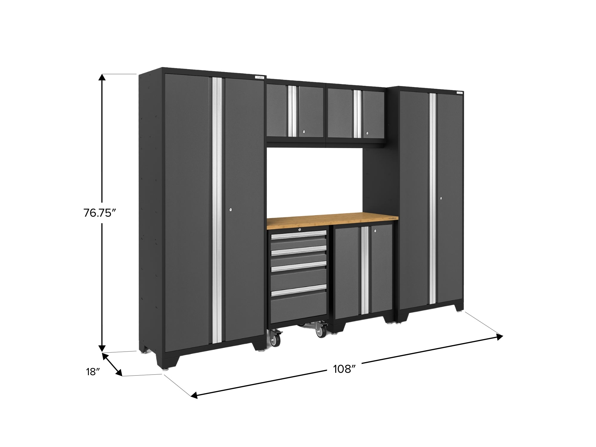 Bold Series 7 Piece Cabinet Set with Tool, Base, Wall Cabinets and 30 in. Lockers