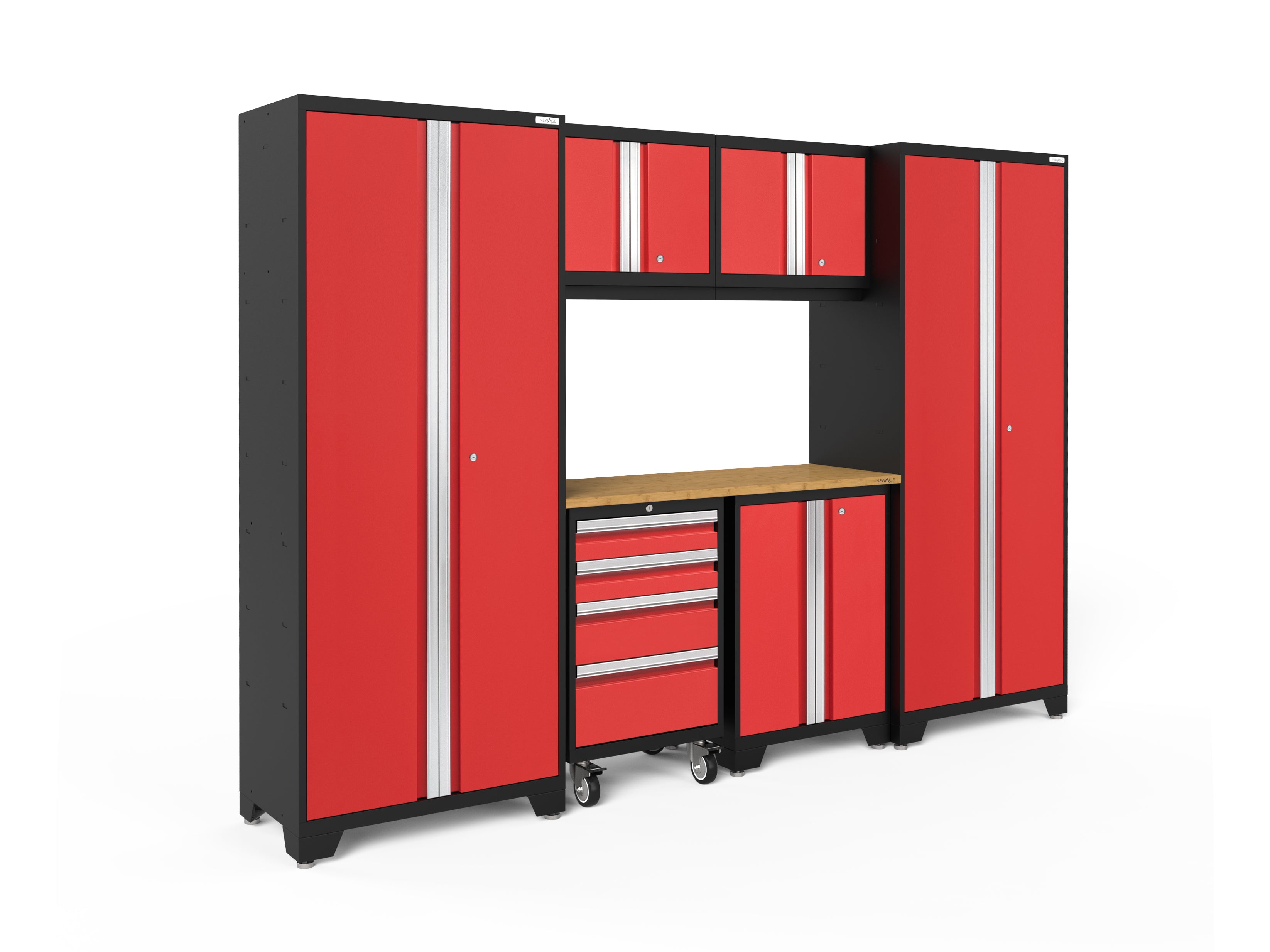 Bold Series 7 Piece Cabinet Set with Tool, Base, Wall Cabinets and 30 in. Lockers