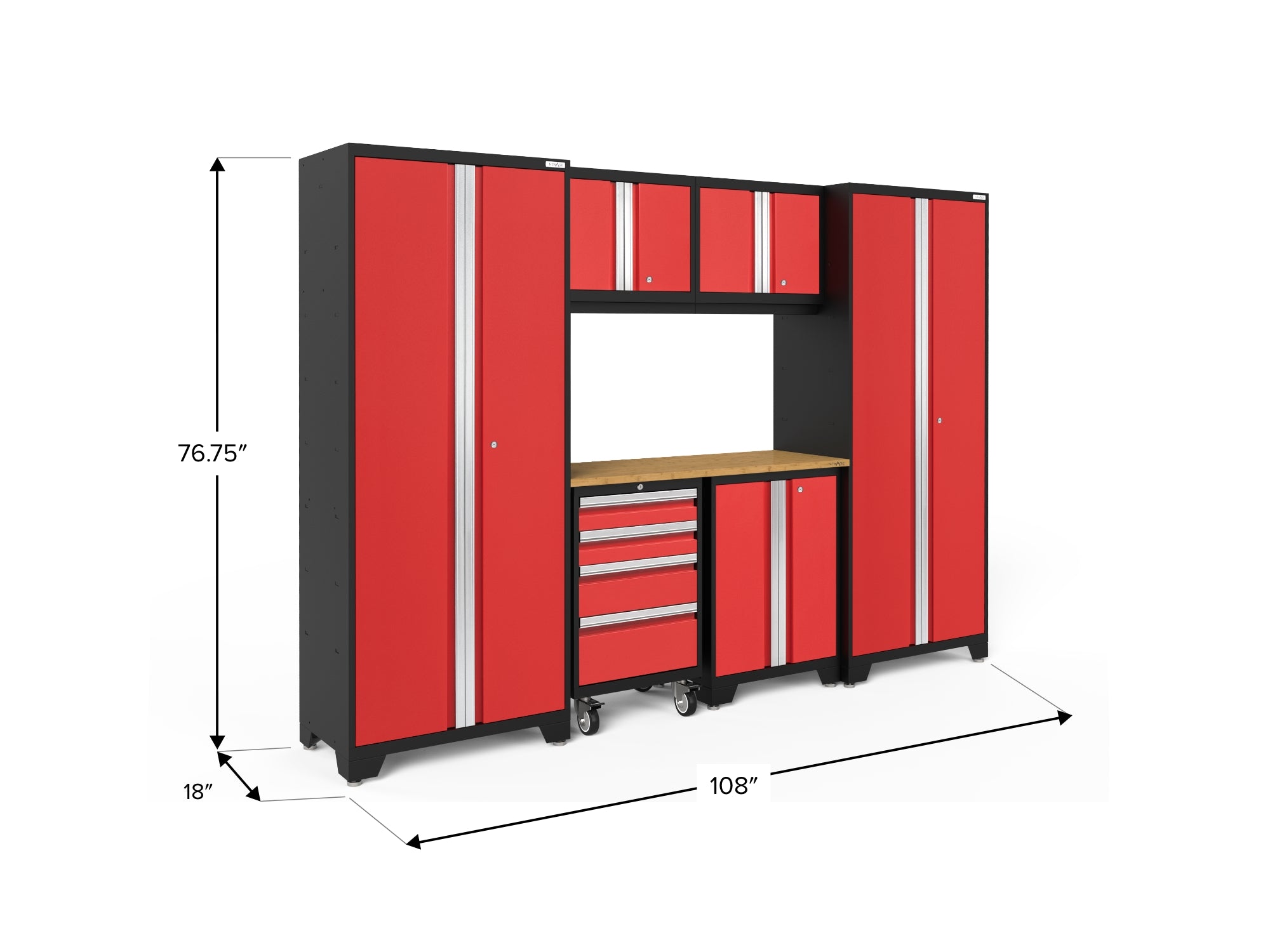 Bold Series 7 Piece Cabinet Set with Tool, Base, Wall Cabinets and 30 in. Lockers