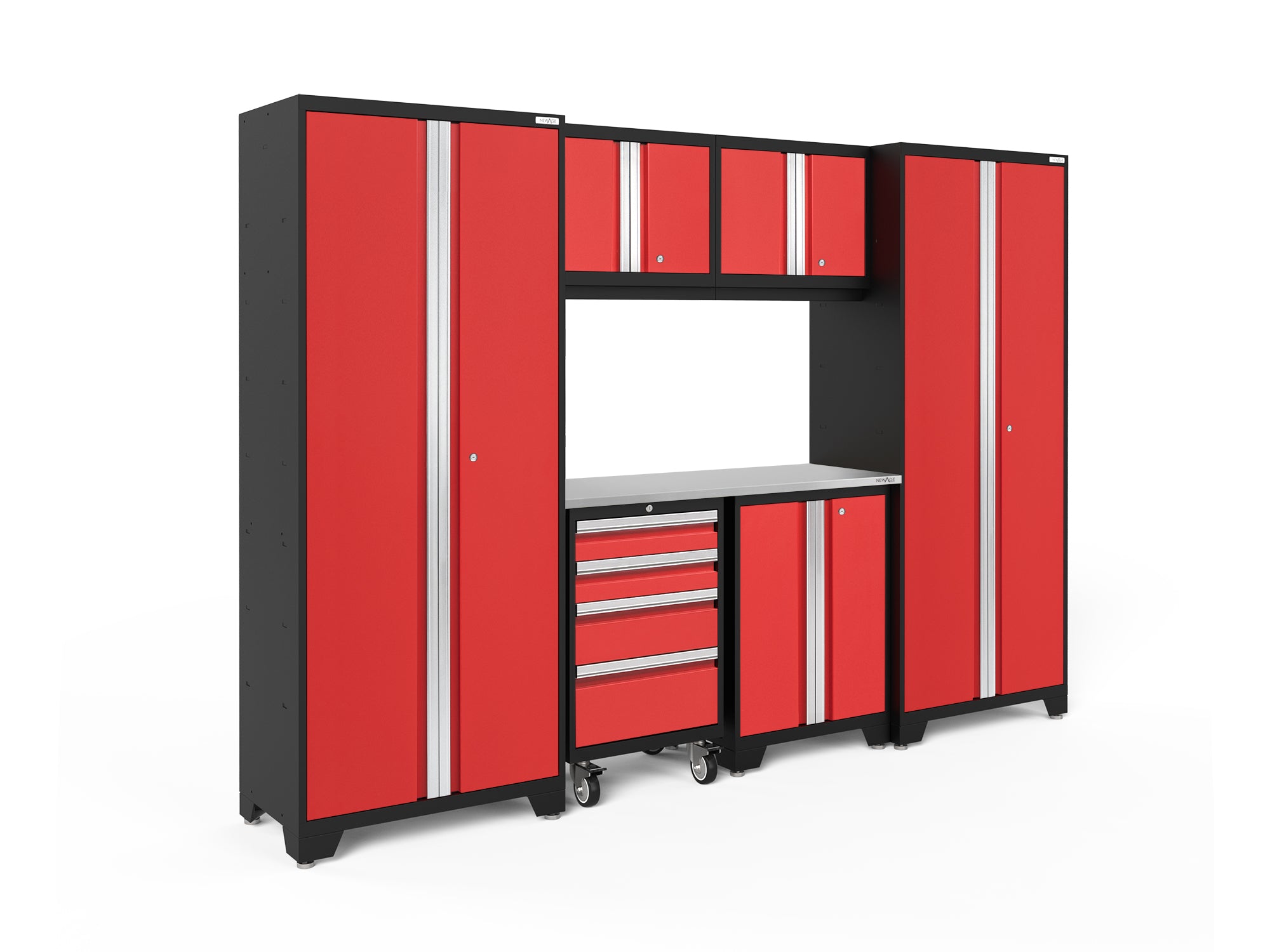 Bold Series 7 Piece Cabinet Set with Tool, Base, Wall Cabinets and 30 in. Lockers